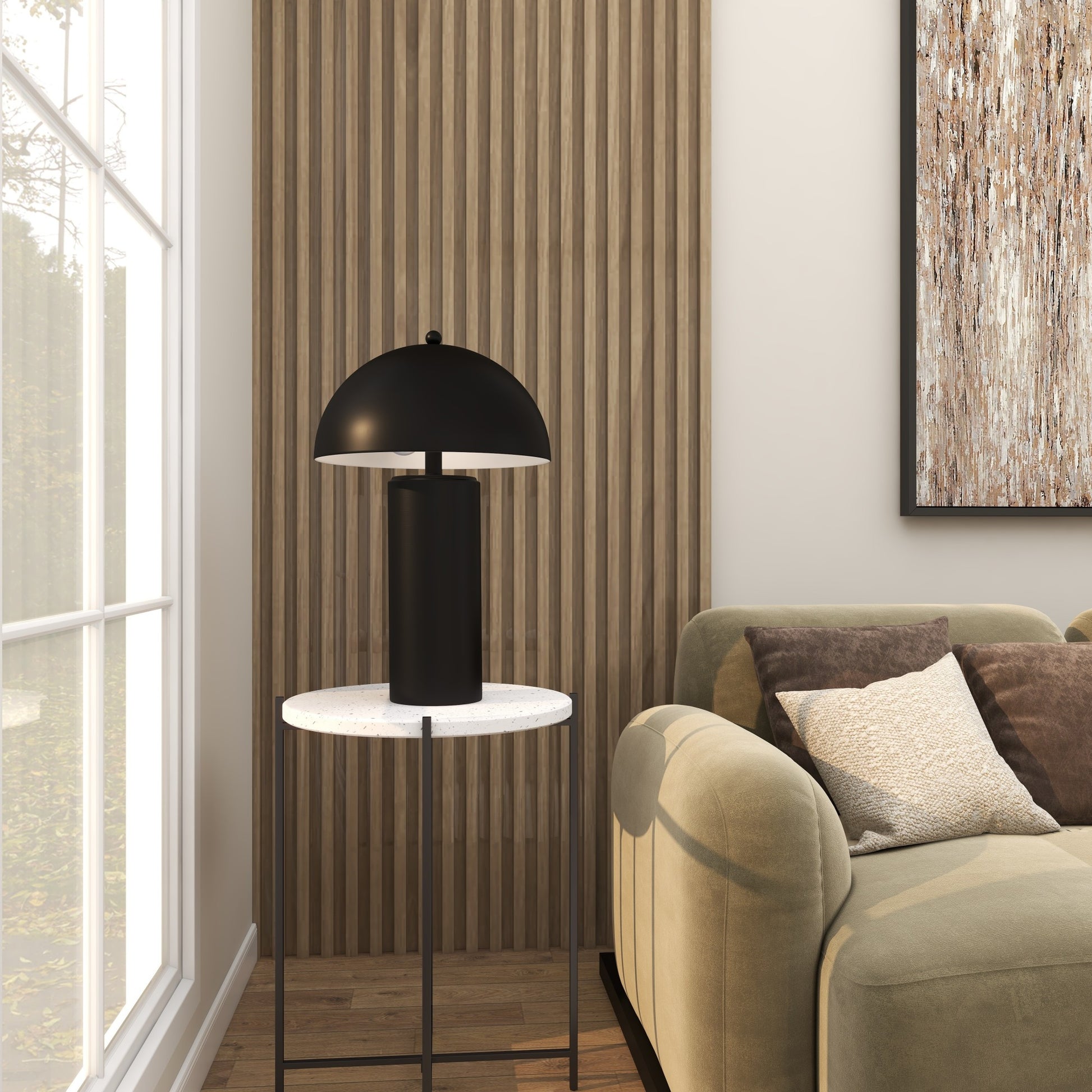Black Metal Room Accent Lamp with Dome Shade