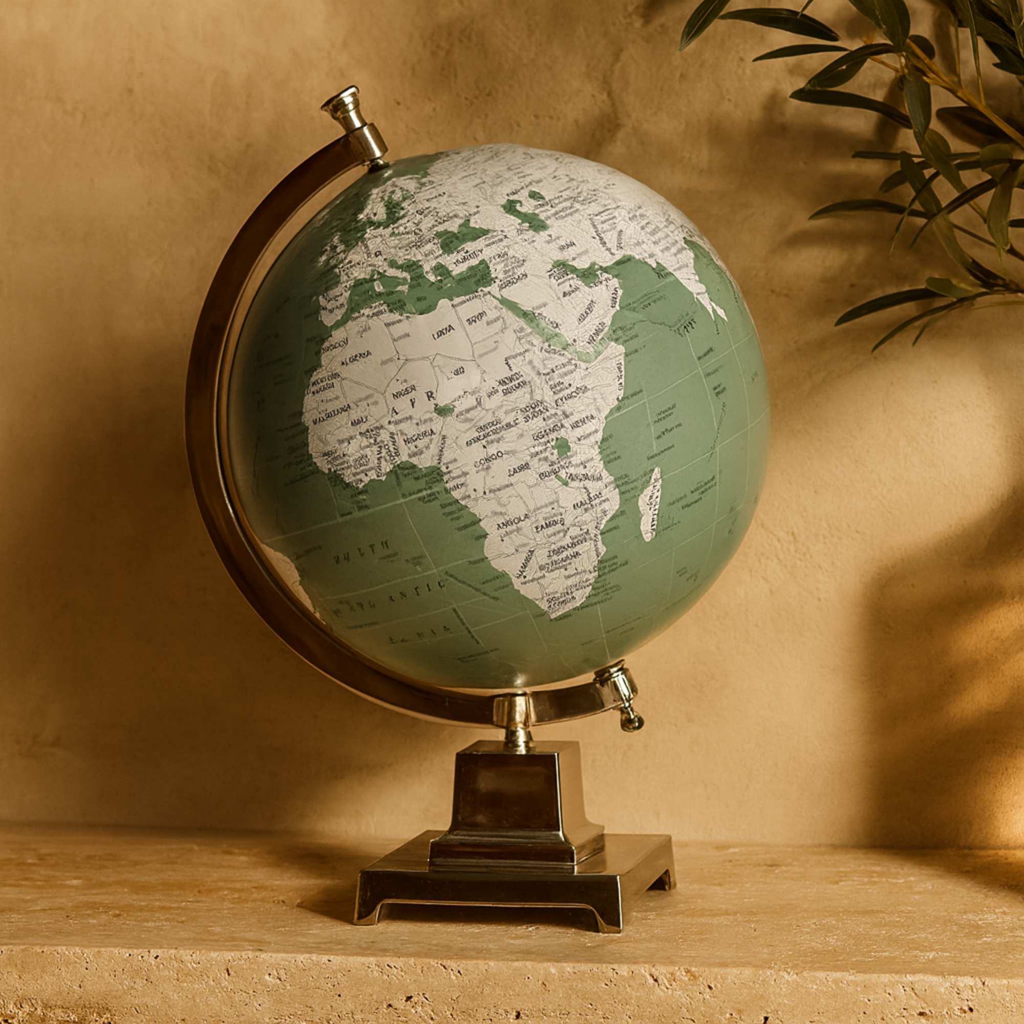 World Map Teal Aluminum Metal Educational/Geographic Earth Globe