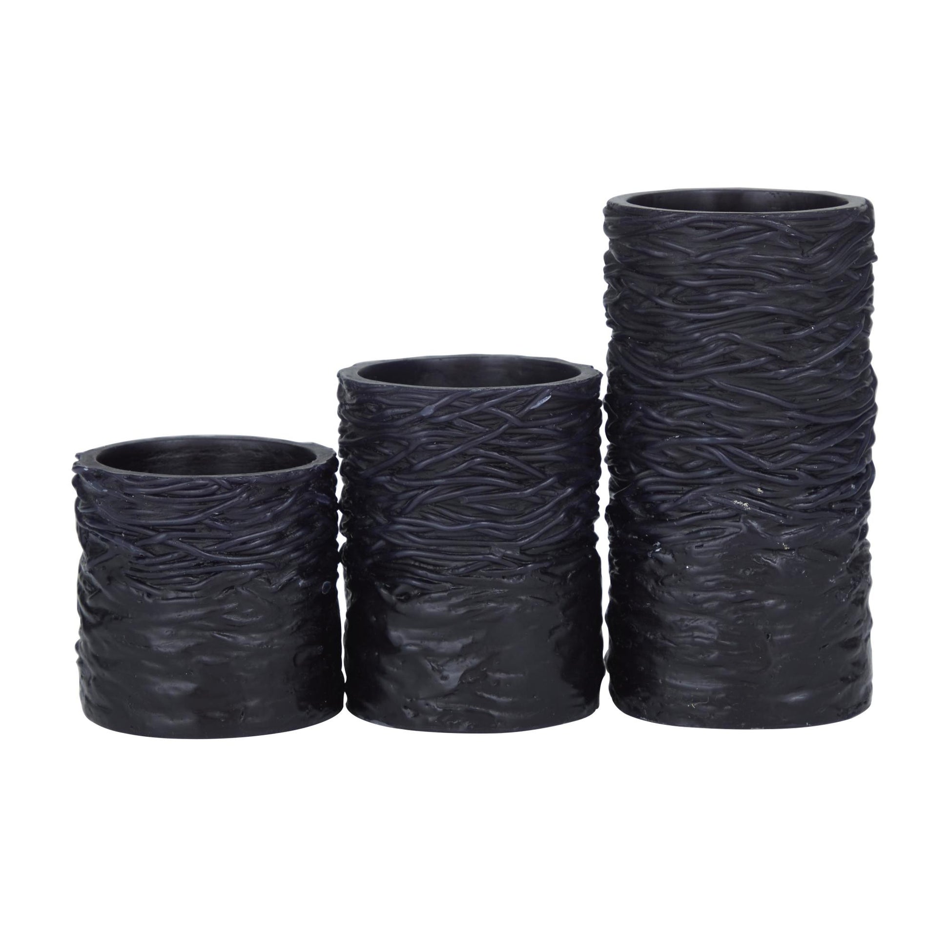 Set of 3 Wax Textured Indoor Outdoor Flameless Candle with Remote Control