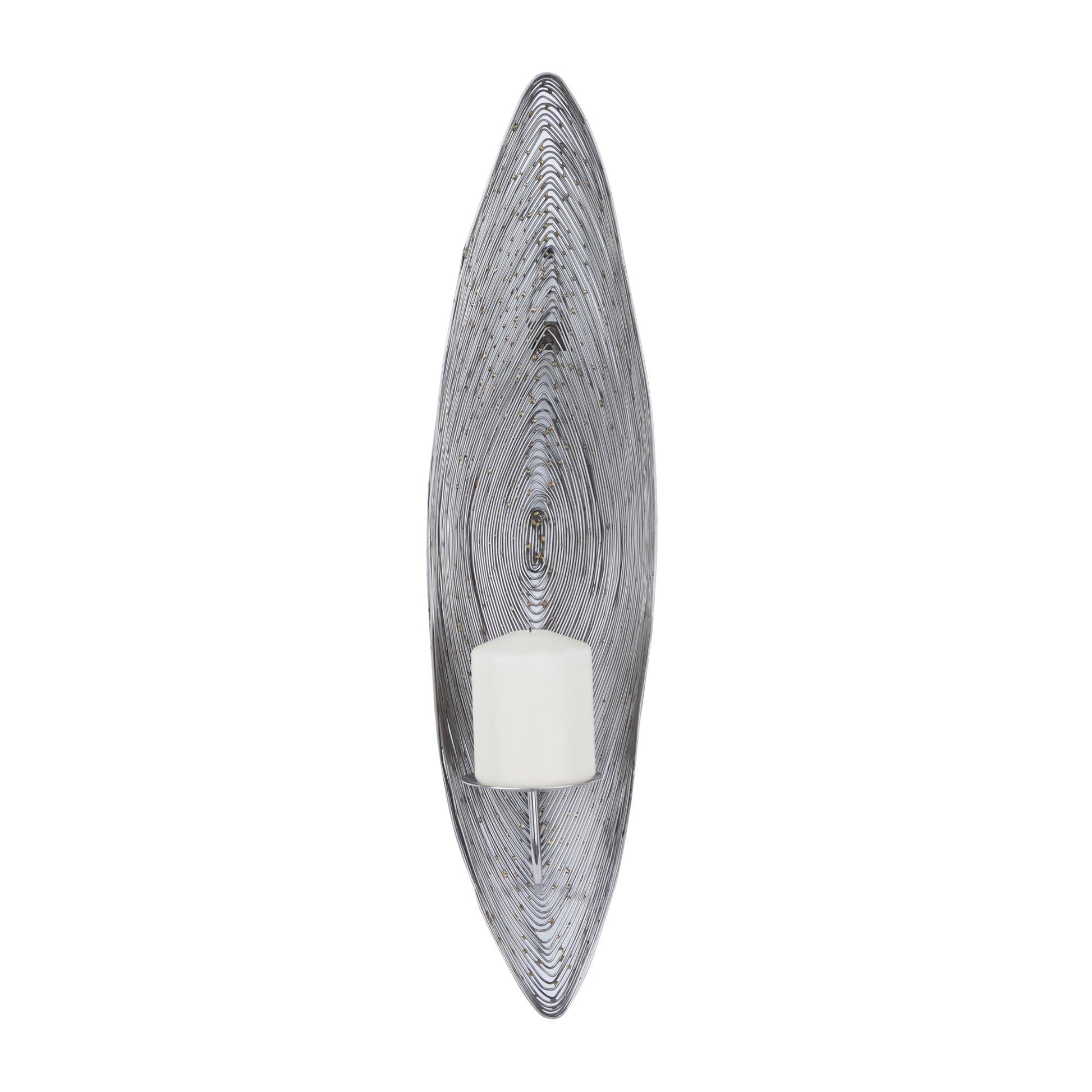 CosmoLiving by Cosmopolitan Leaf Stainless Steel Metal Single Candle Indoor Outdoor Wall Sconce