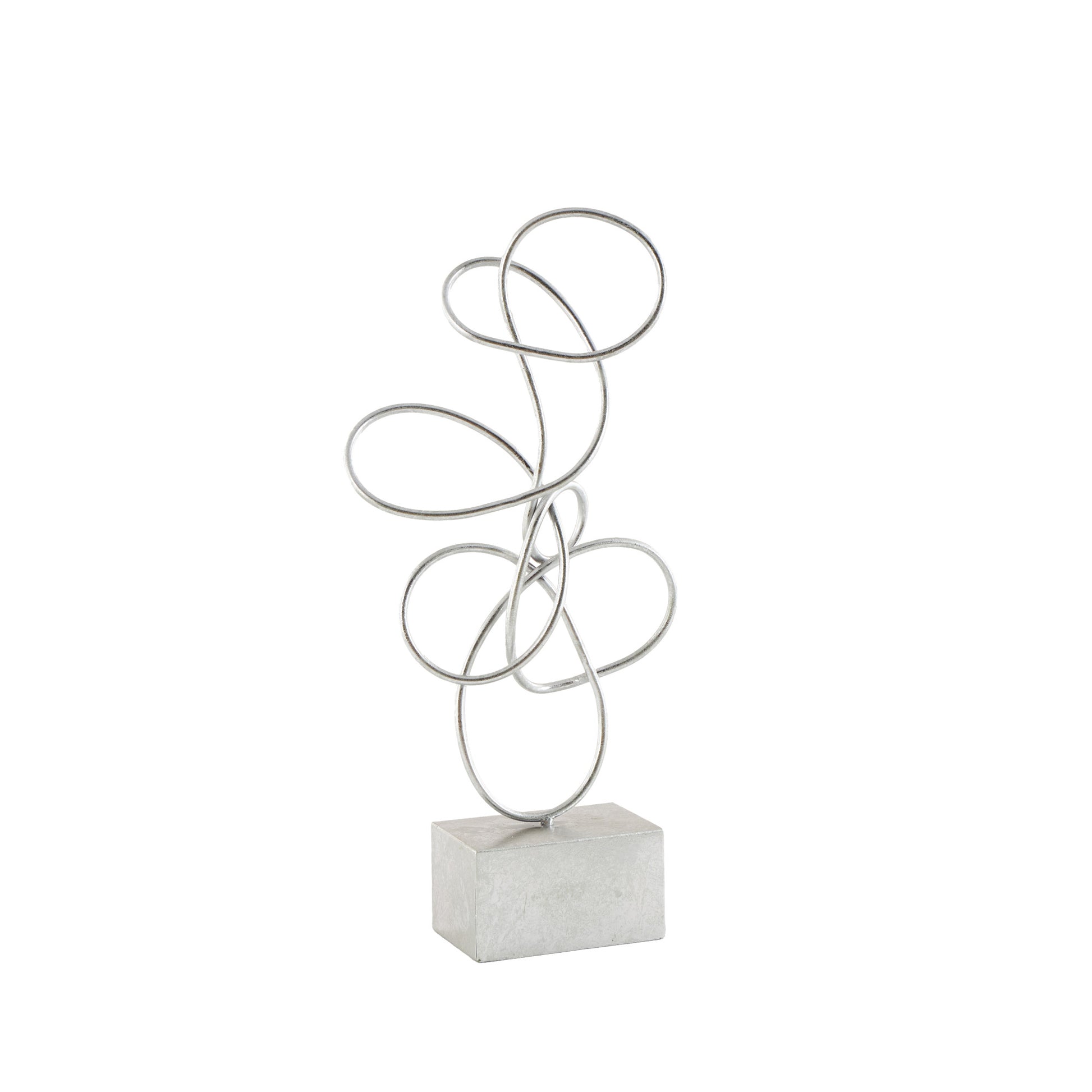 Abstract Silver Metal Swirl Decorative Sculpture