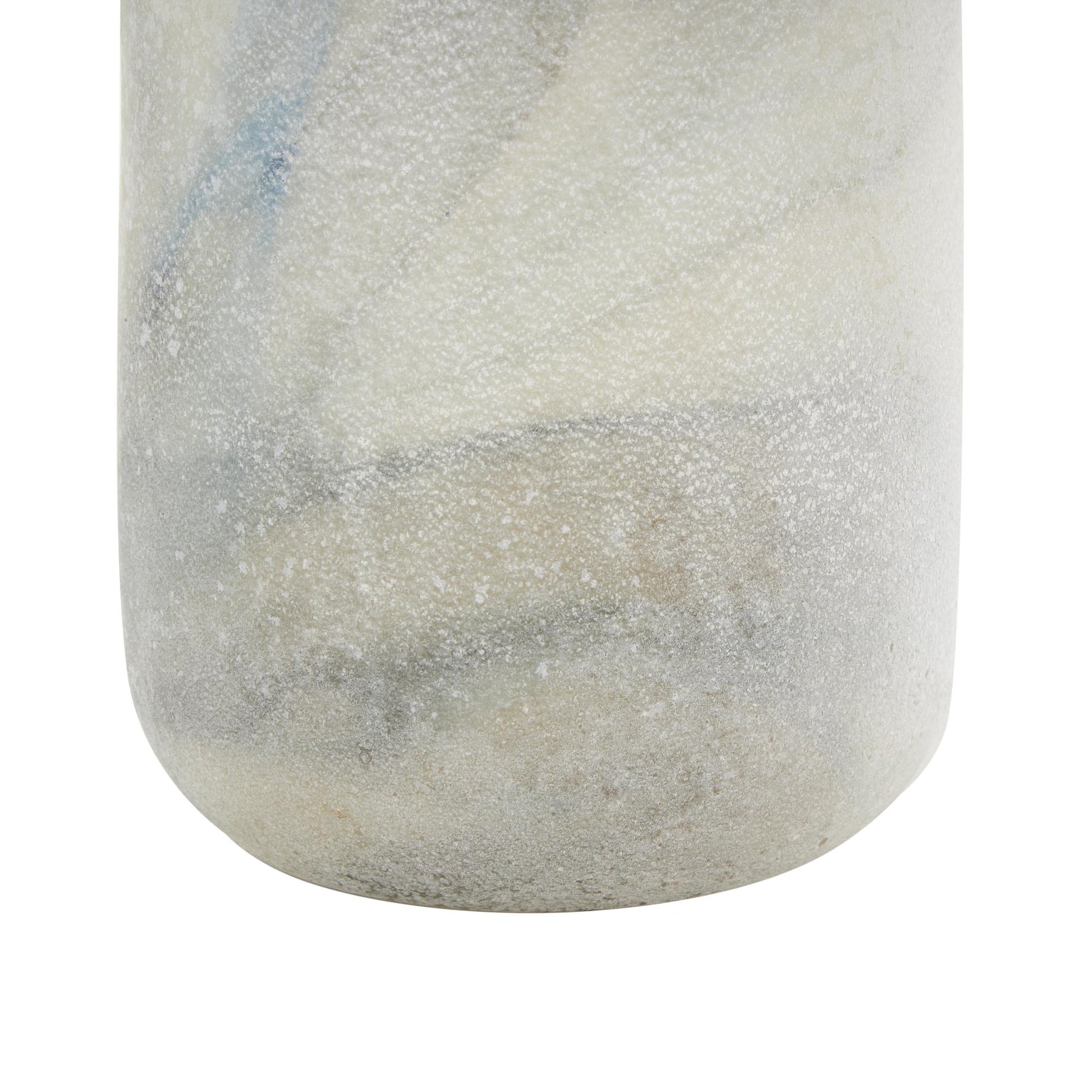 Cream Glass Distressed Decorative Vase with Blue and Tan Texturing