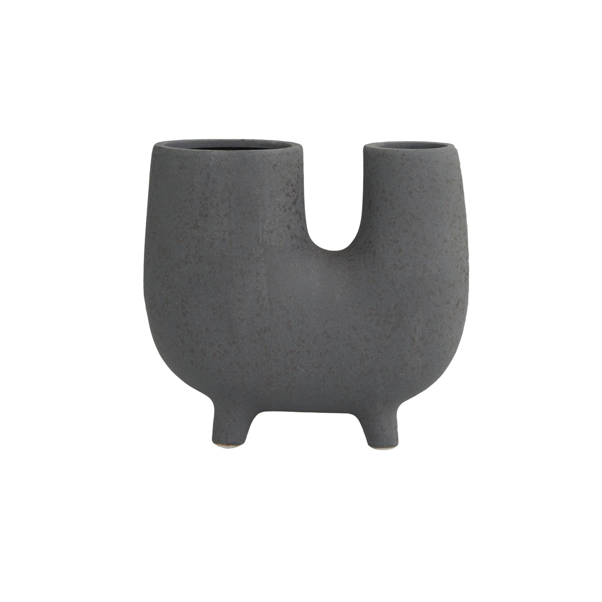 CosmoLiving by Cosmopolitan Abstract Dark Gray Ceramic U-Shaped Decorative Vase with Small Feet