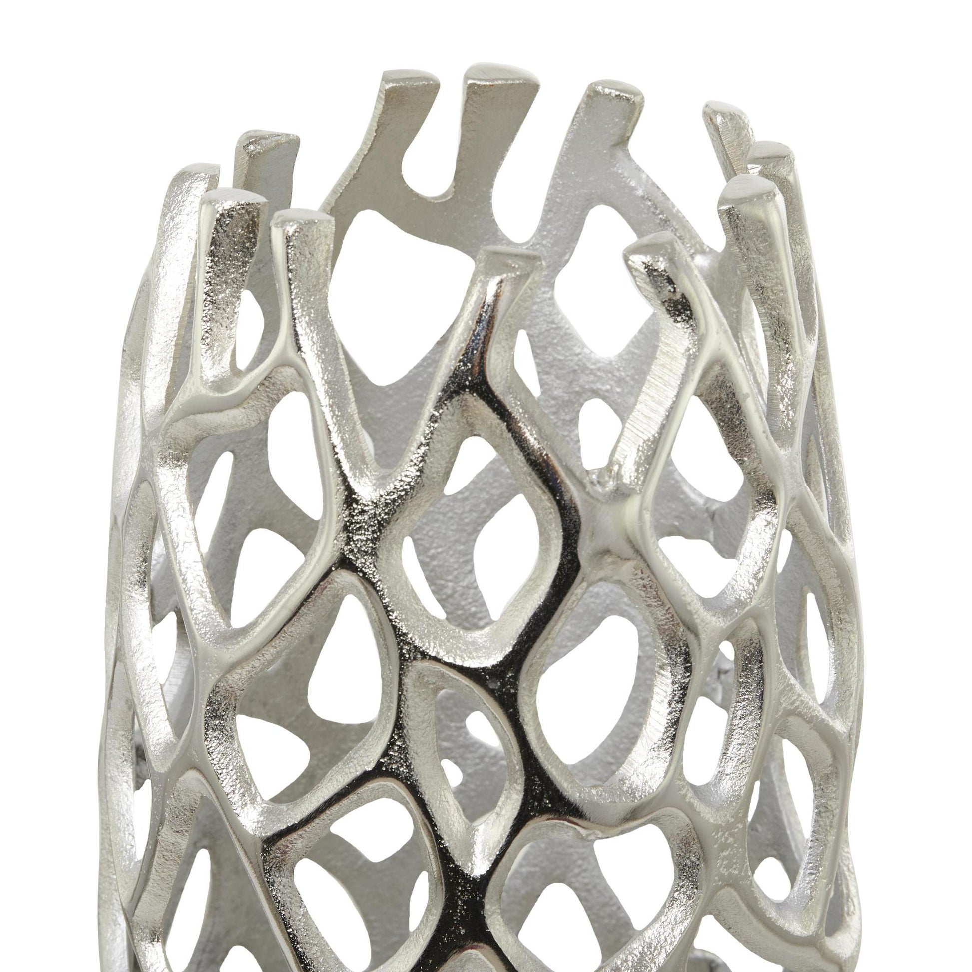 Coral Aluminum Metal Cutout Tall Floor Decorative Vase