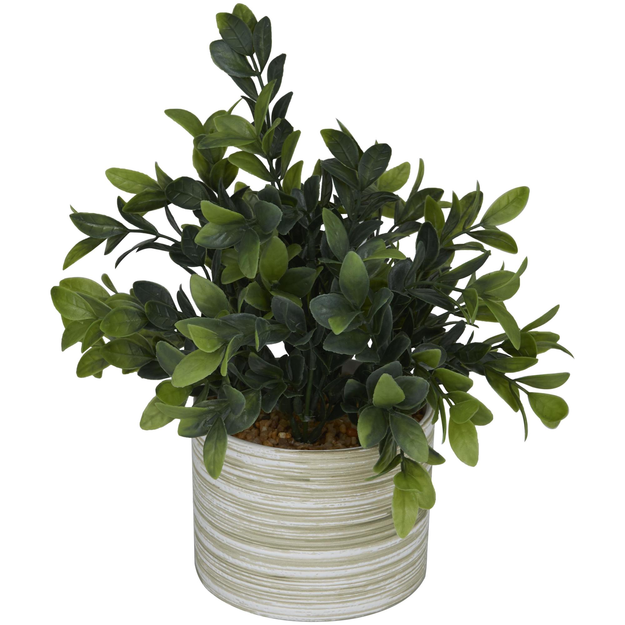 Eucalyptus Green Faux Foliage Indoor Outdoor Artificial Plant with Realistic Leaves and Patterned Porcelain Pot