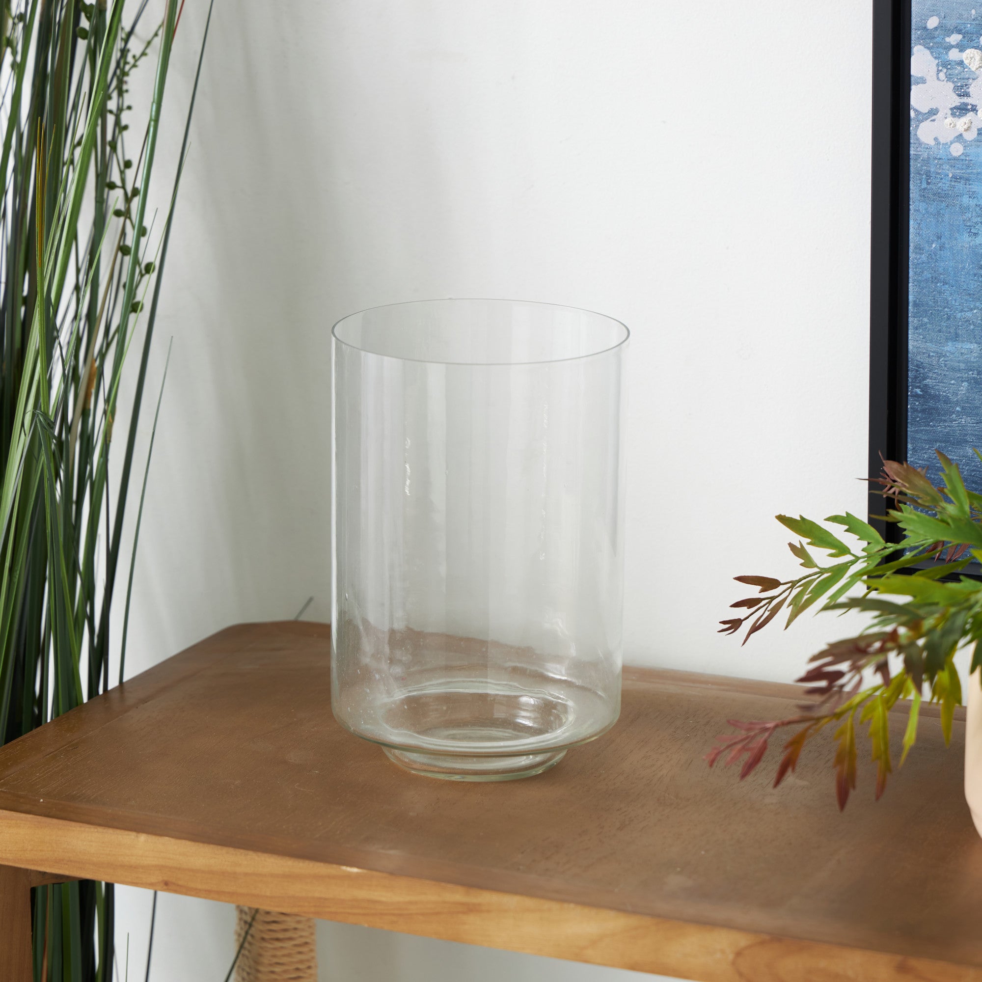 Clear Glass Wide Decorative Vase