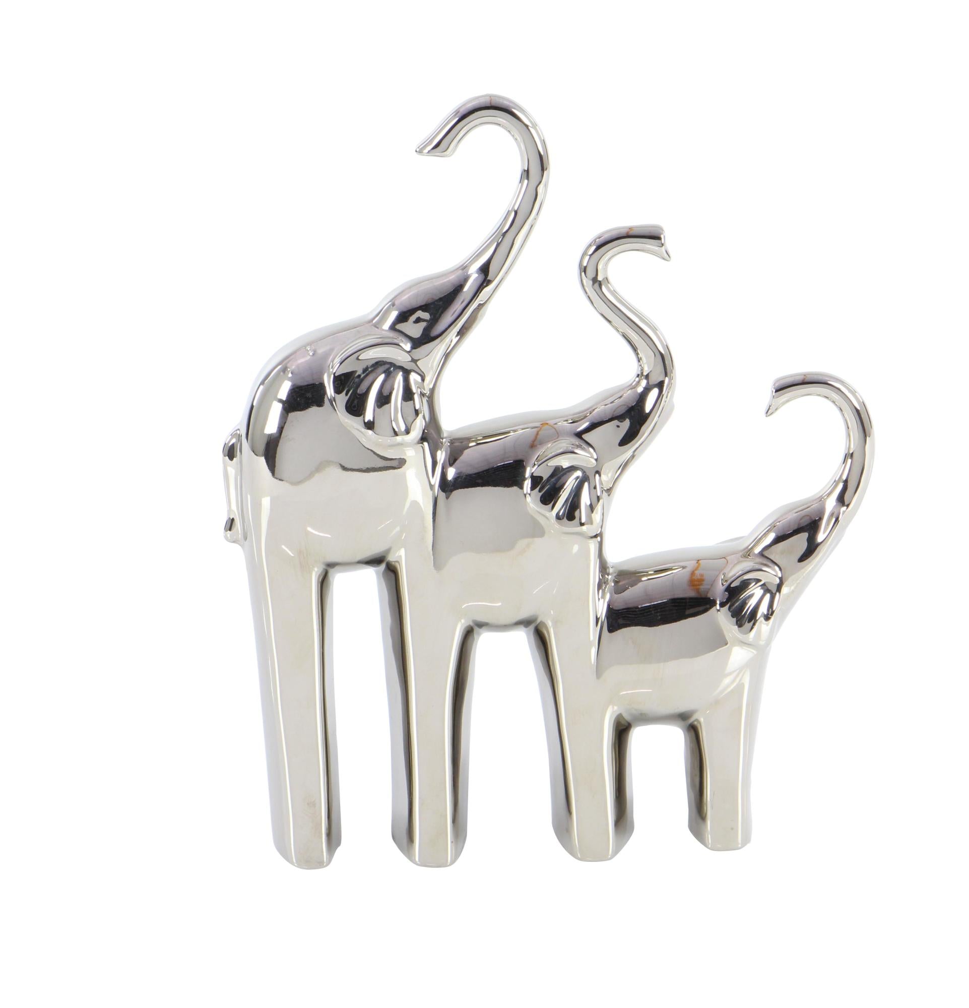 Elephant Silver Ceramic Decorative Sculpture