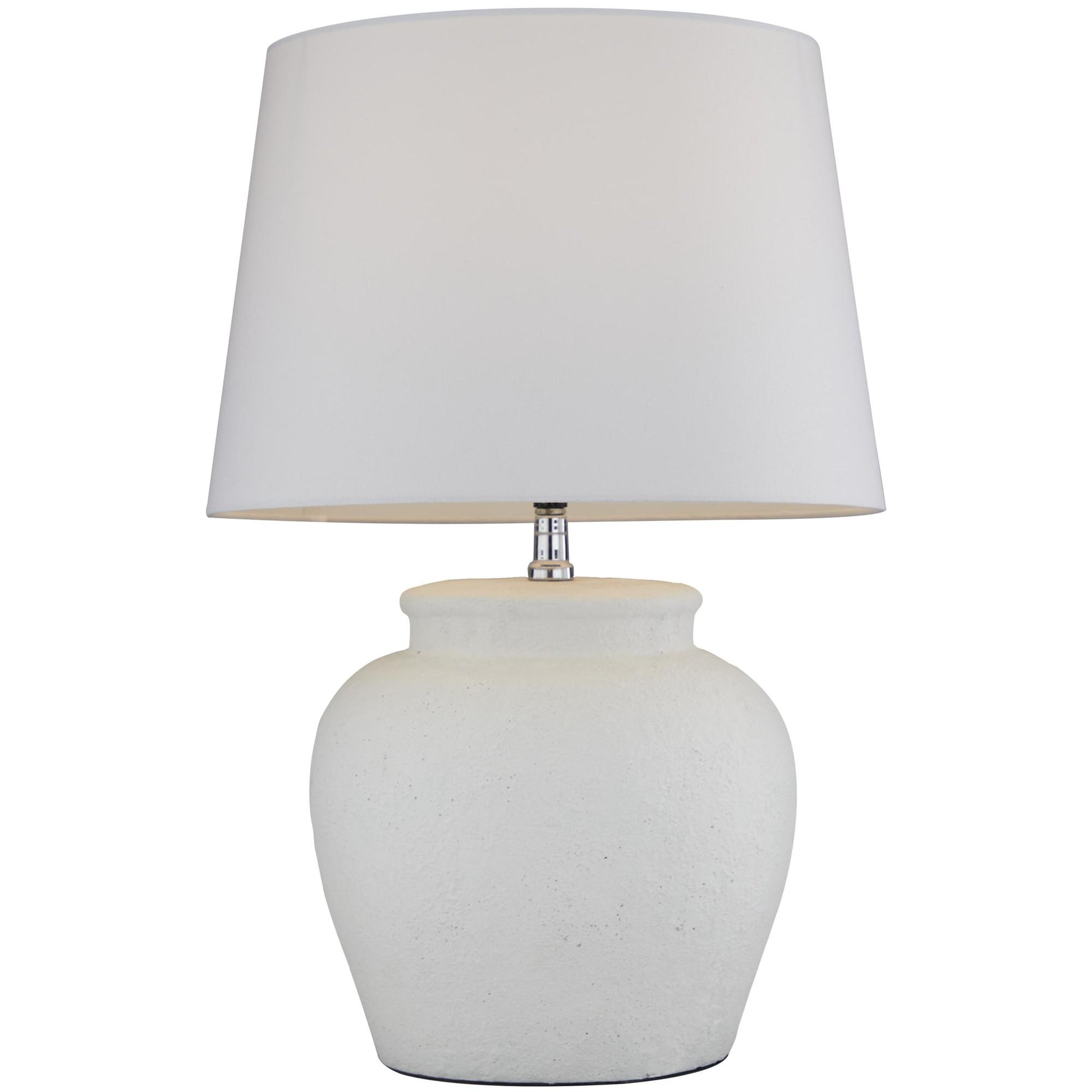 White Cement Stone Pot Inspired Room Table Lamp with Textured Exterior