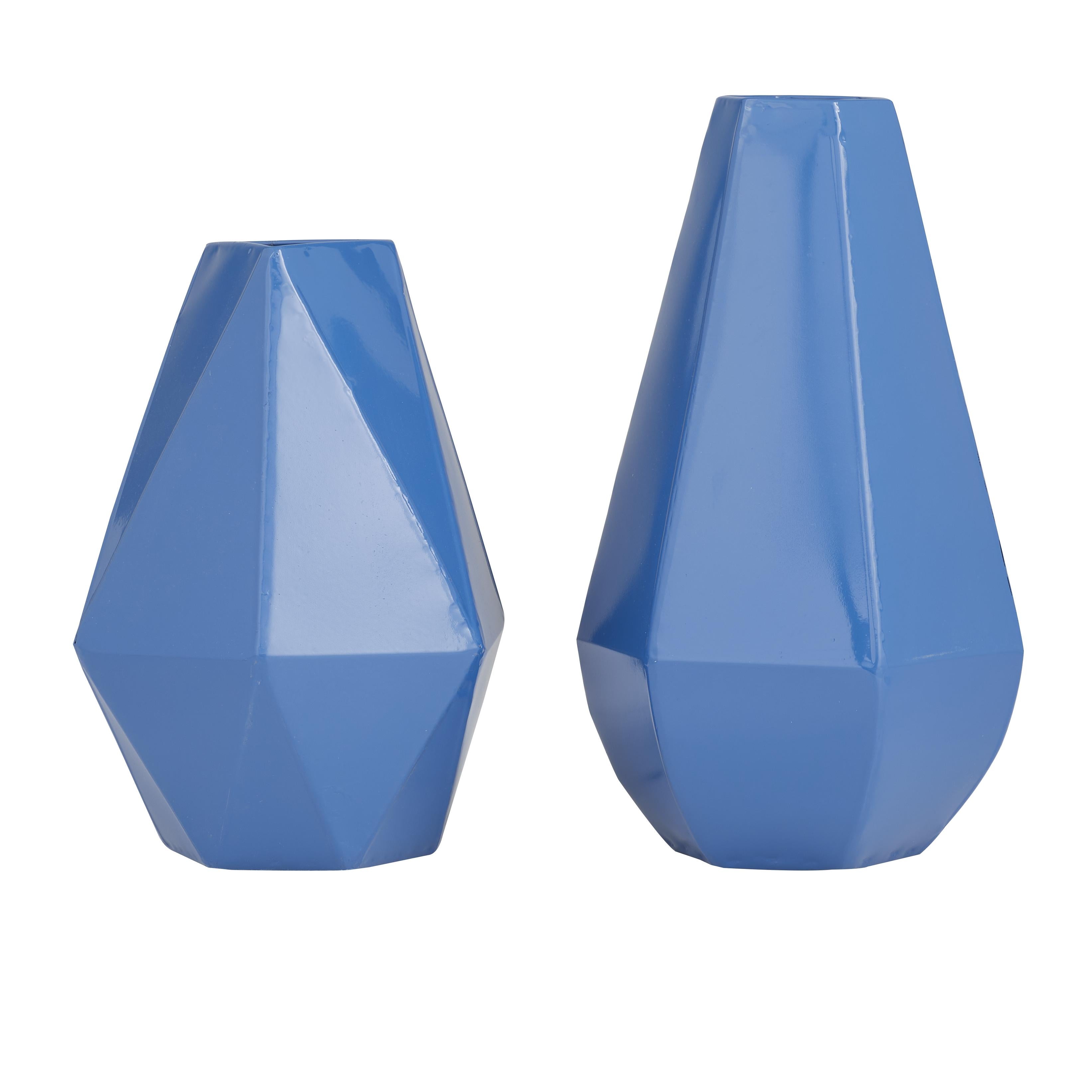 CosmoLiving by Cosmopolitan Set of 2 Geometric Metal Decorative Vase