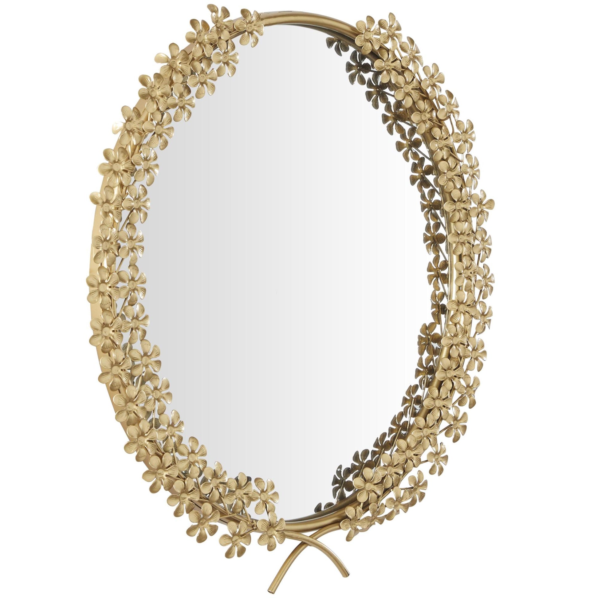 CosmoLiving by Cosmopolitan Floral Gold Metal 3D Room Wall Mirror