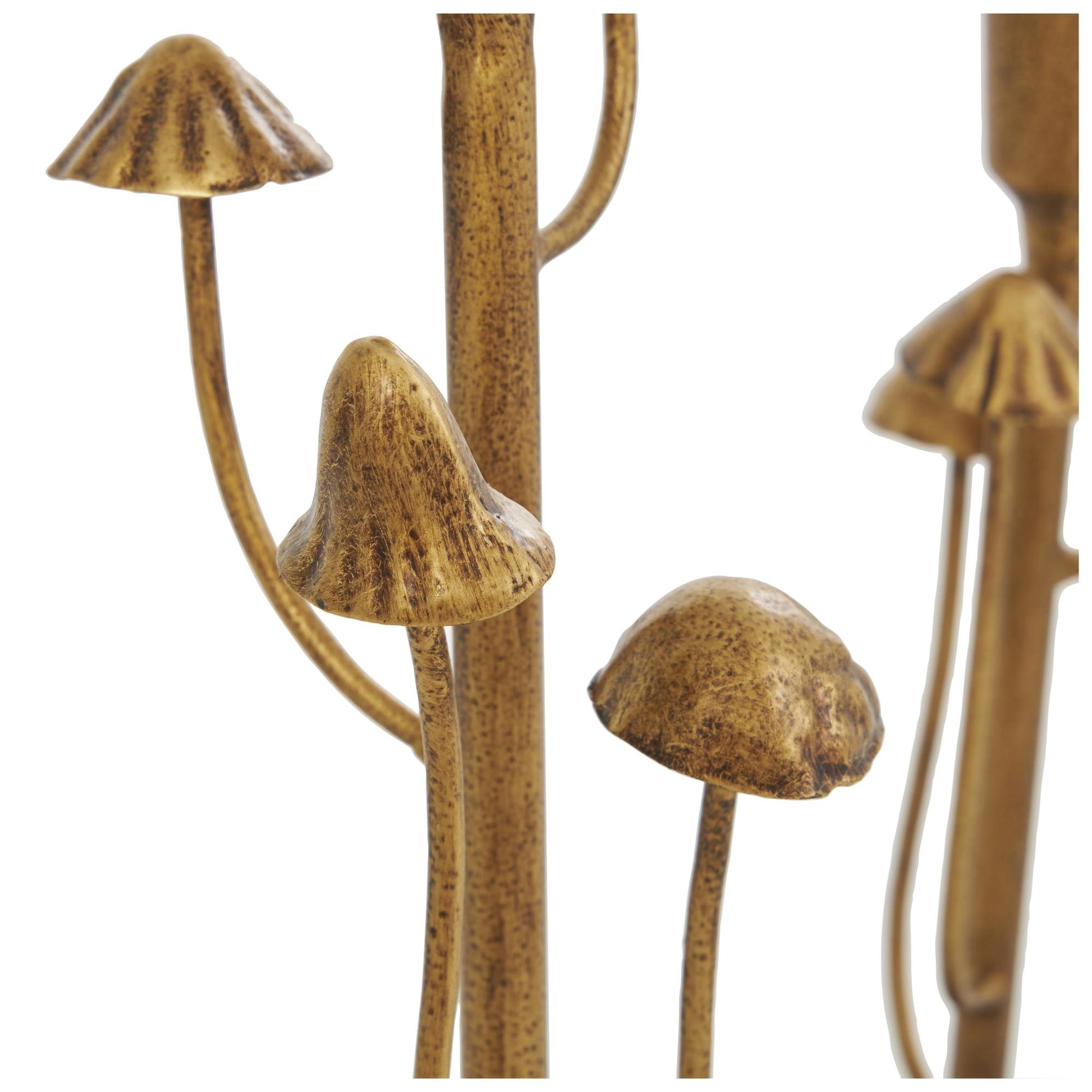 Set of 2 Abstract Gold Metal Mushroom Inspired Decorative Candle Holder