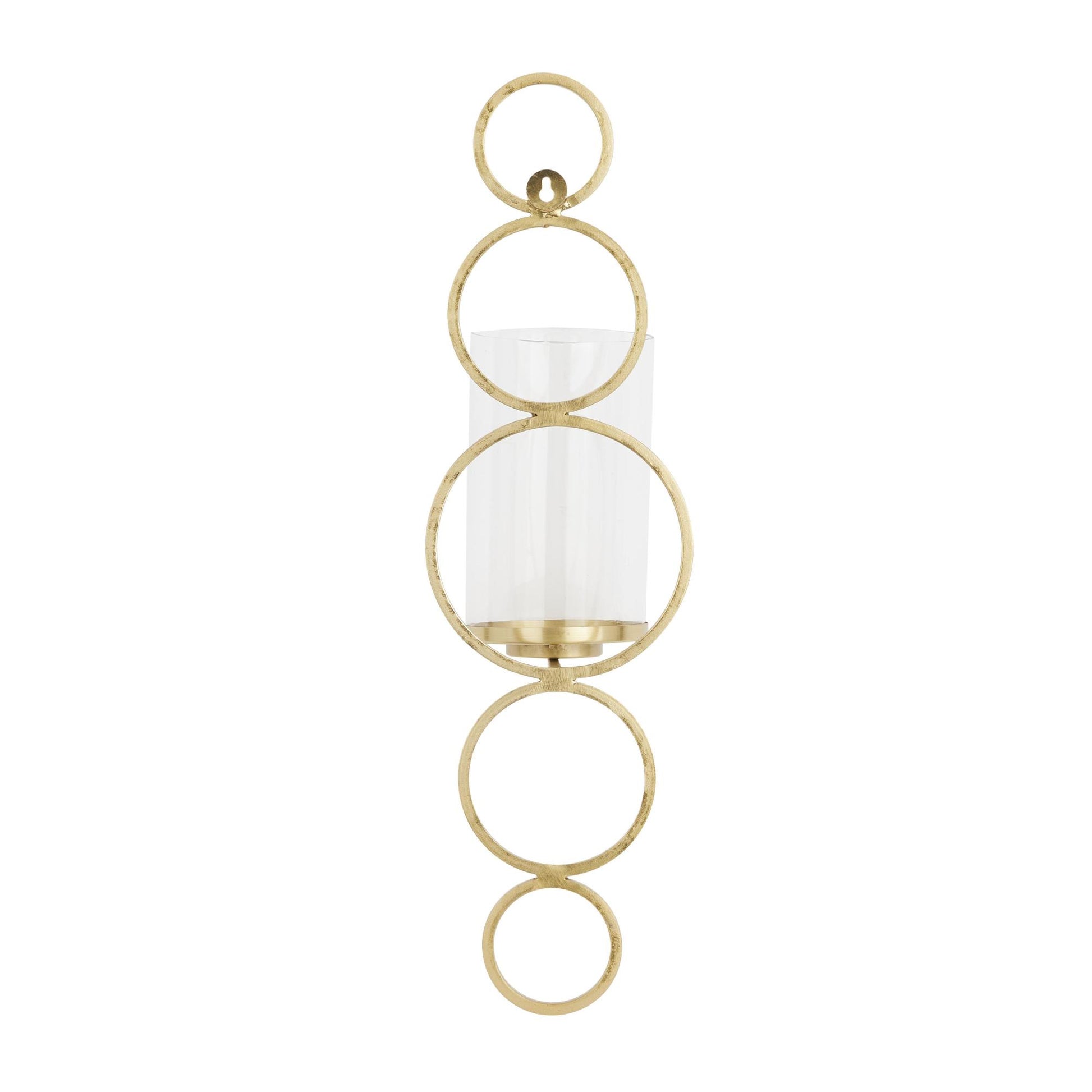 CosmoLiving by Cosmopolitan Metal Single Candle Indoor Outdoor Wall Sconce with Glass Holder