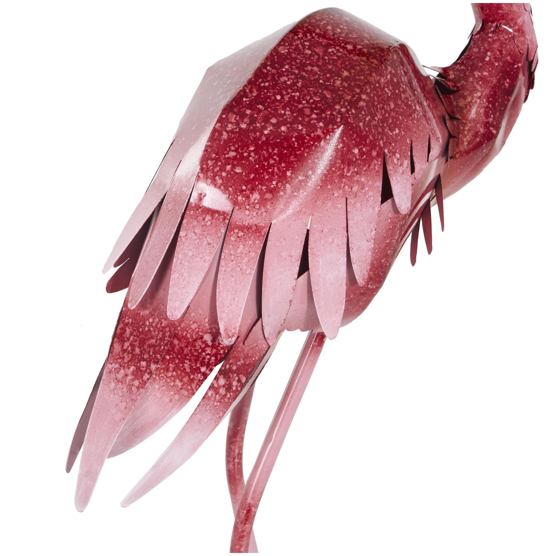 Set of 2 Flamingo Pink Metal Tall Textured Ombre Decorative Garden Sculpture