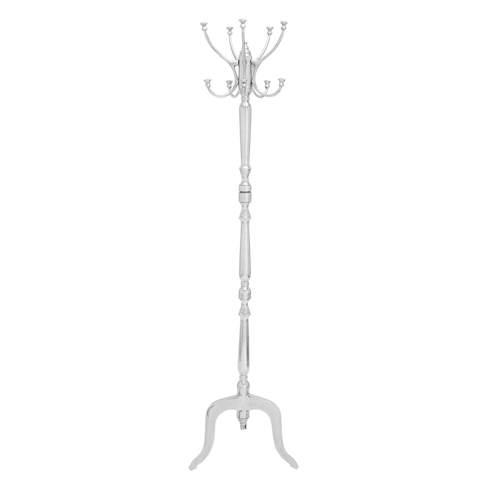 Silver Metal 5 Hook Freestanding Coat Rack