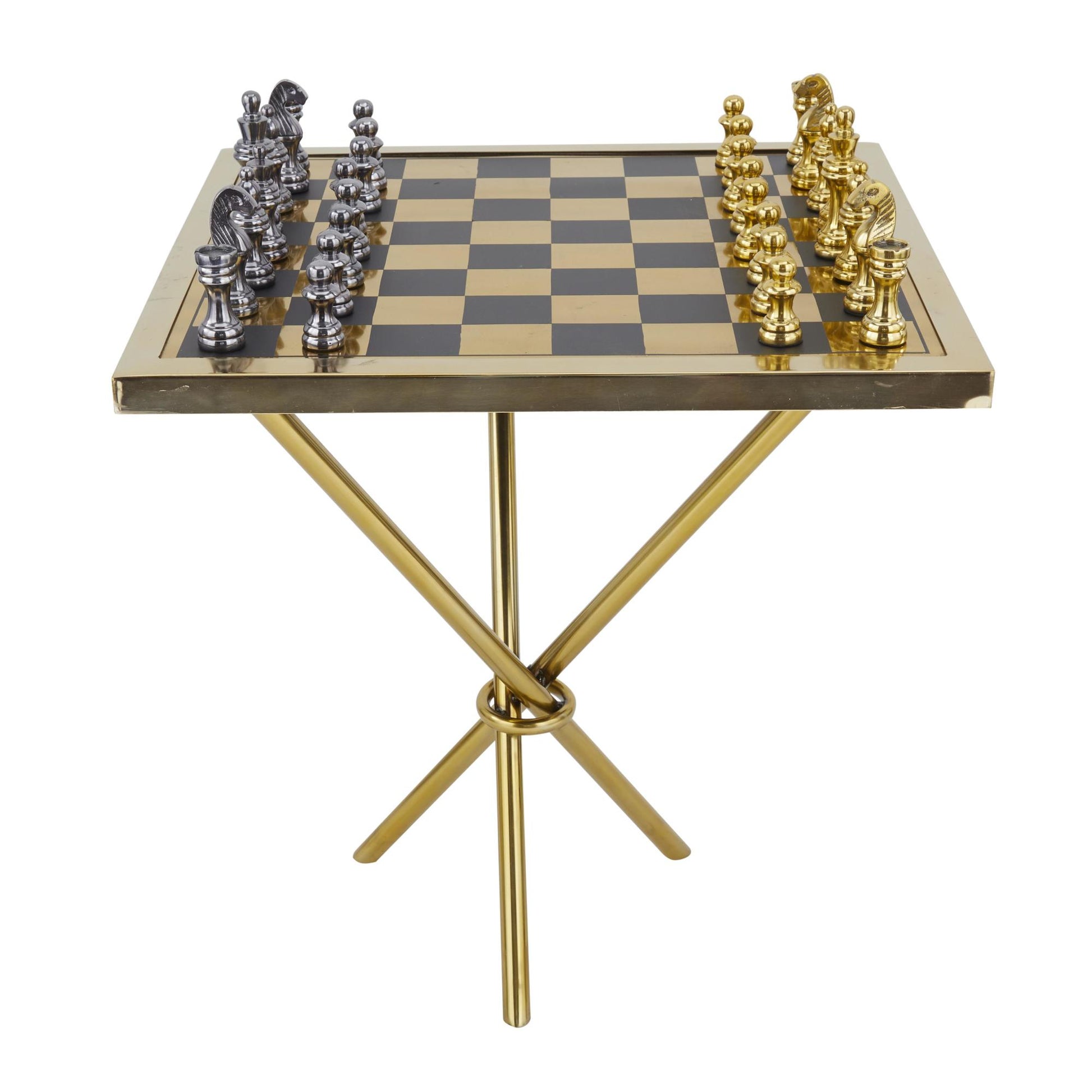 Chess Aluminum Metal Table Home Decor Game Set 22" x 22" x 25"