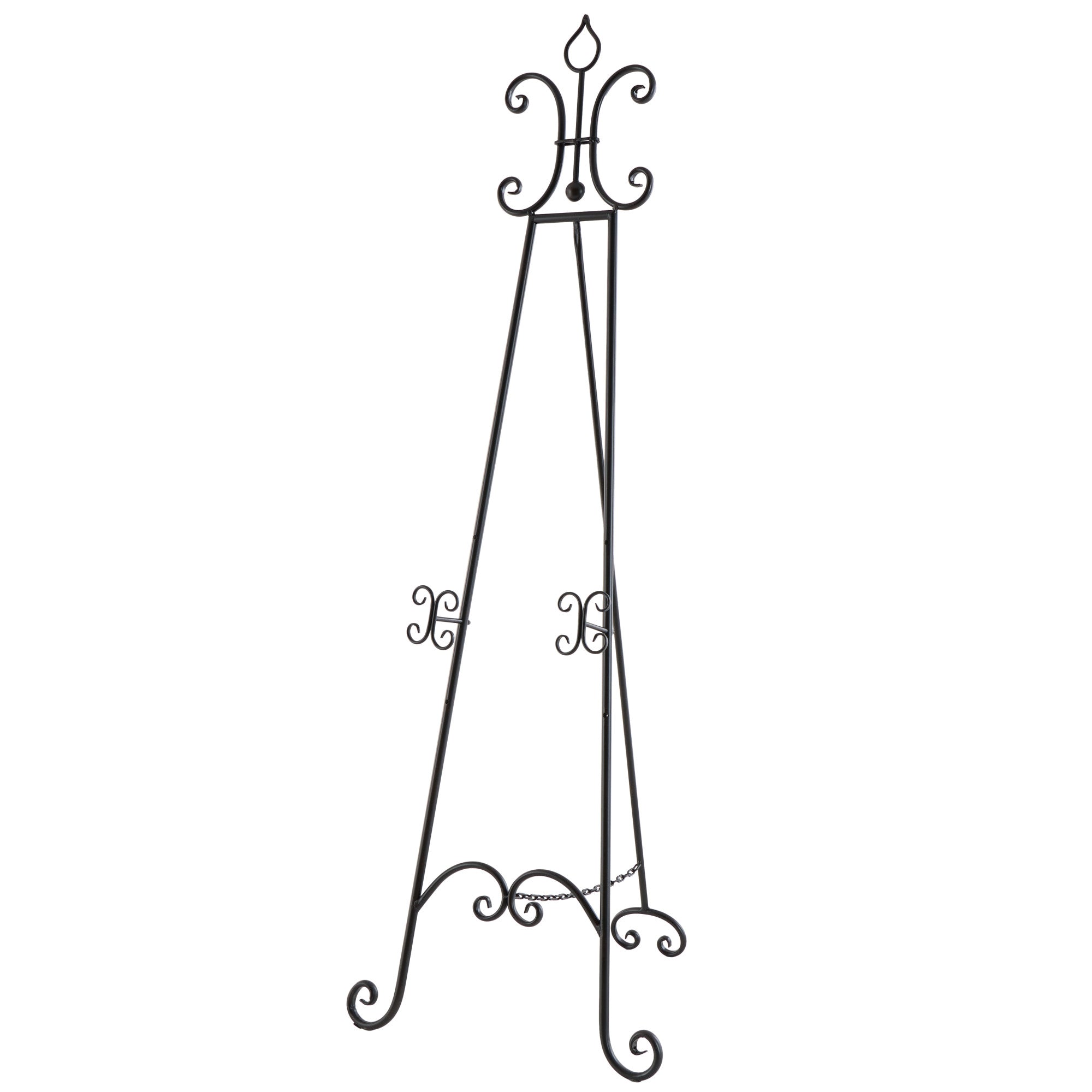 Scroll Black Metal Extra Large Adjustable 3 Tier Display Easel with Chain Support