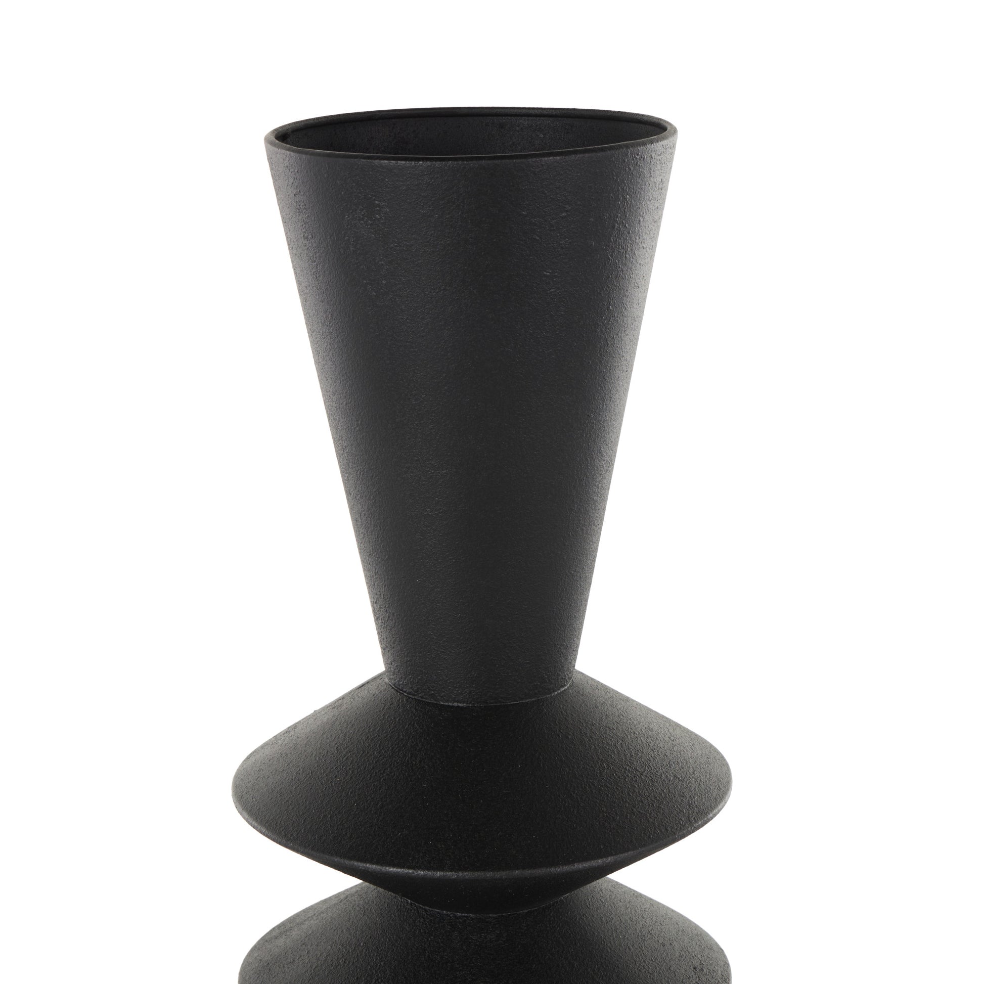 Black Metal Art Deco Fluted Decorative Vase