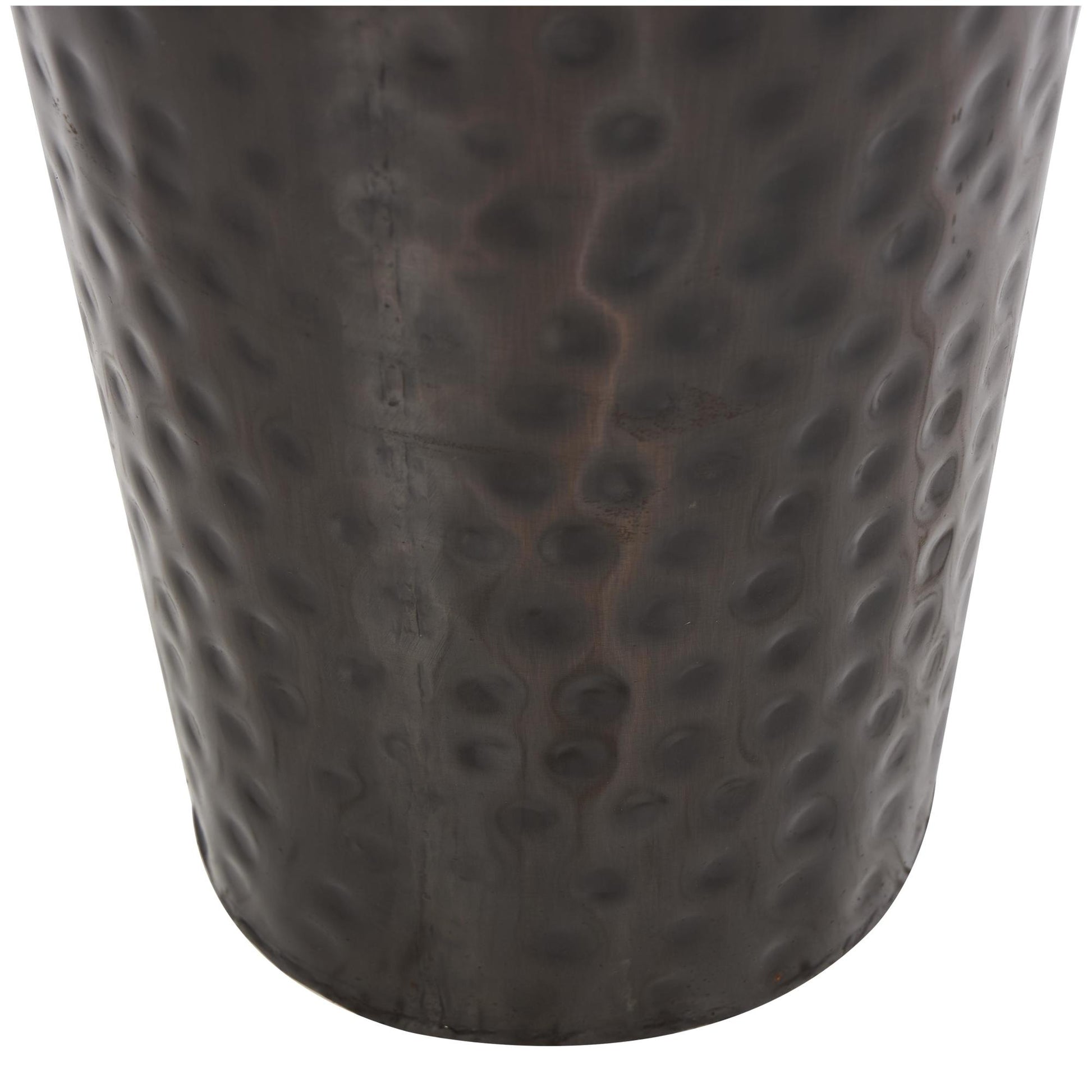 Brown Metal Tall Floor Mediterranean Style Decorative Vase with Hammered Details and Handles