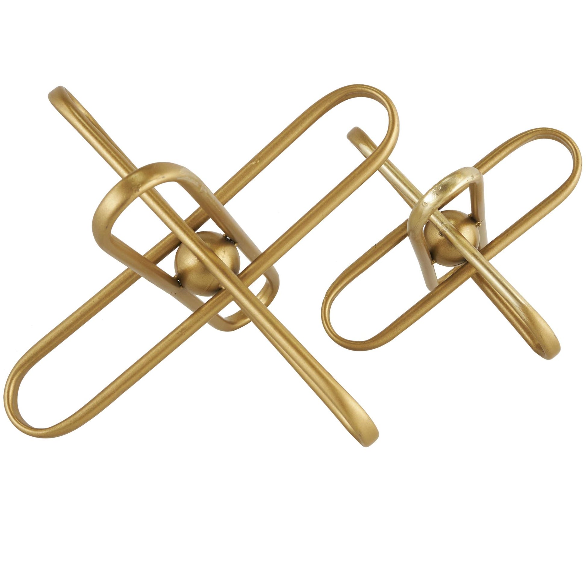 CosmoLiving by Cosmopolitan Set of 2 Jack Gold Metal Linked Decorative Sculpture with Orb Center