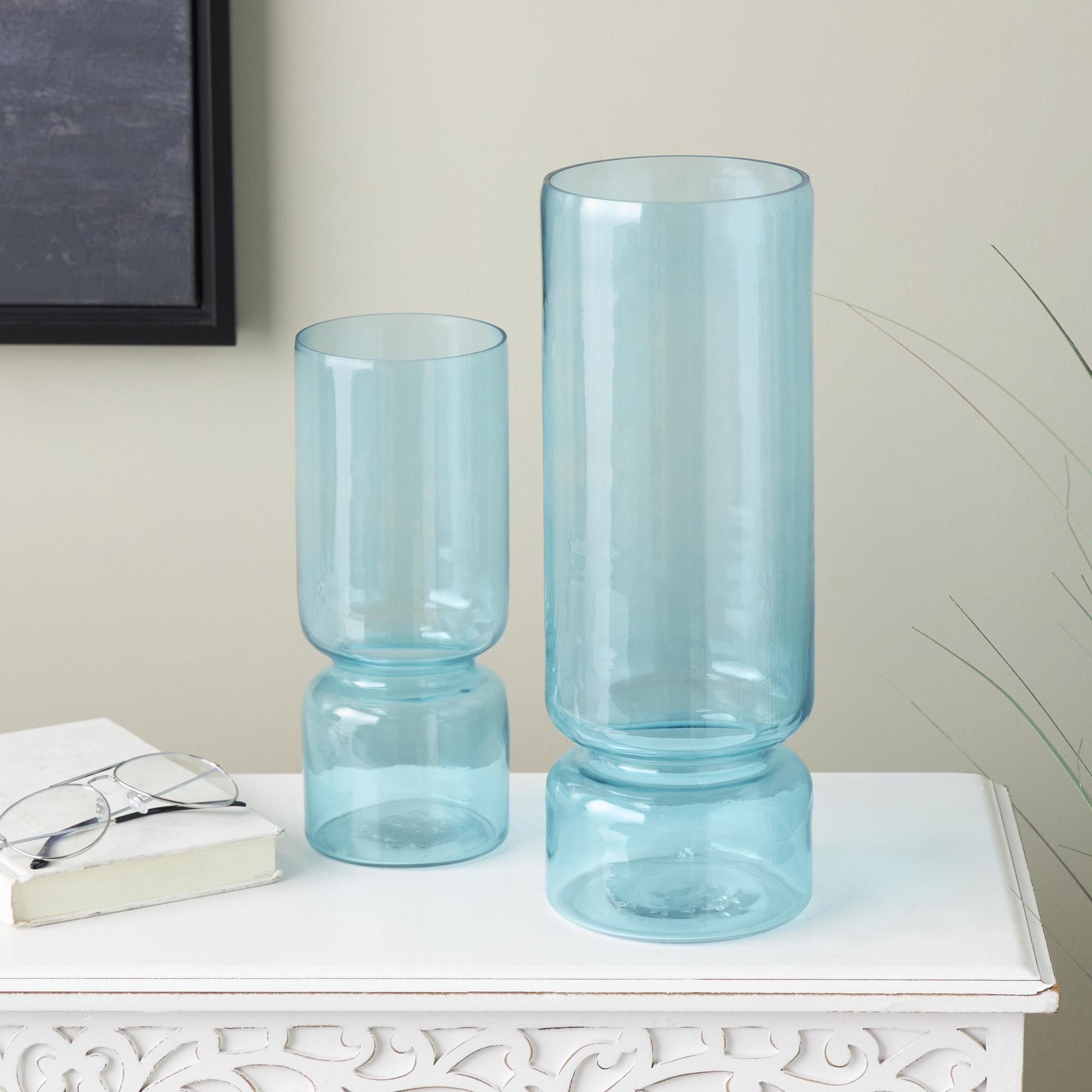 Set of 2 Glass Modern Round Decorative Vase