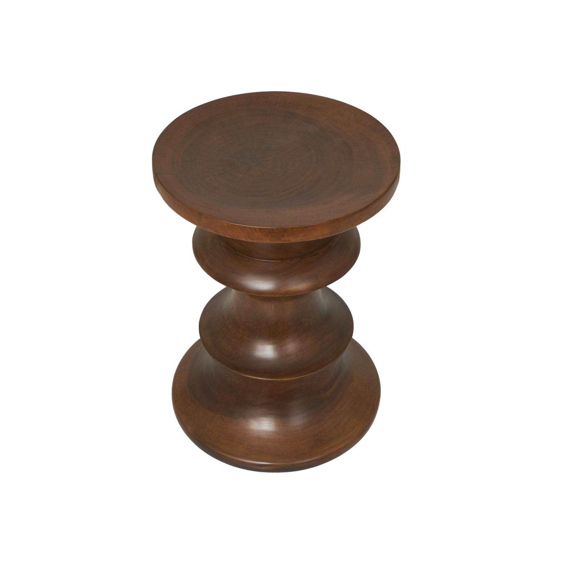 Geometric Brown Wood Handmade Side End Accent Table
