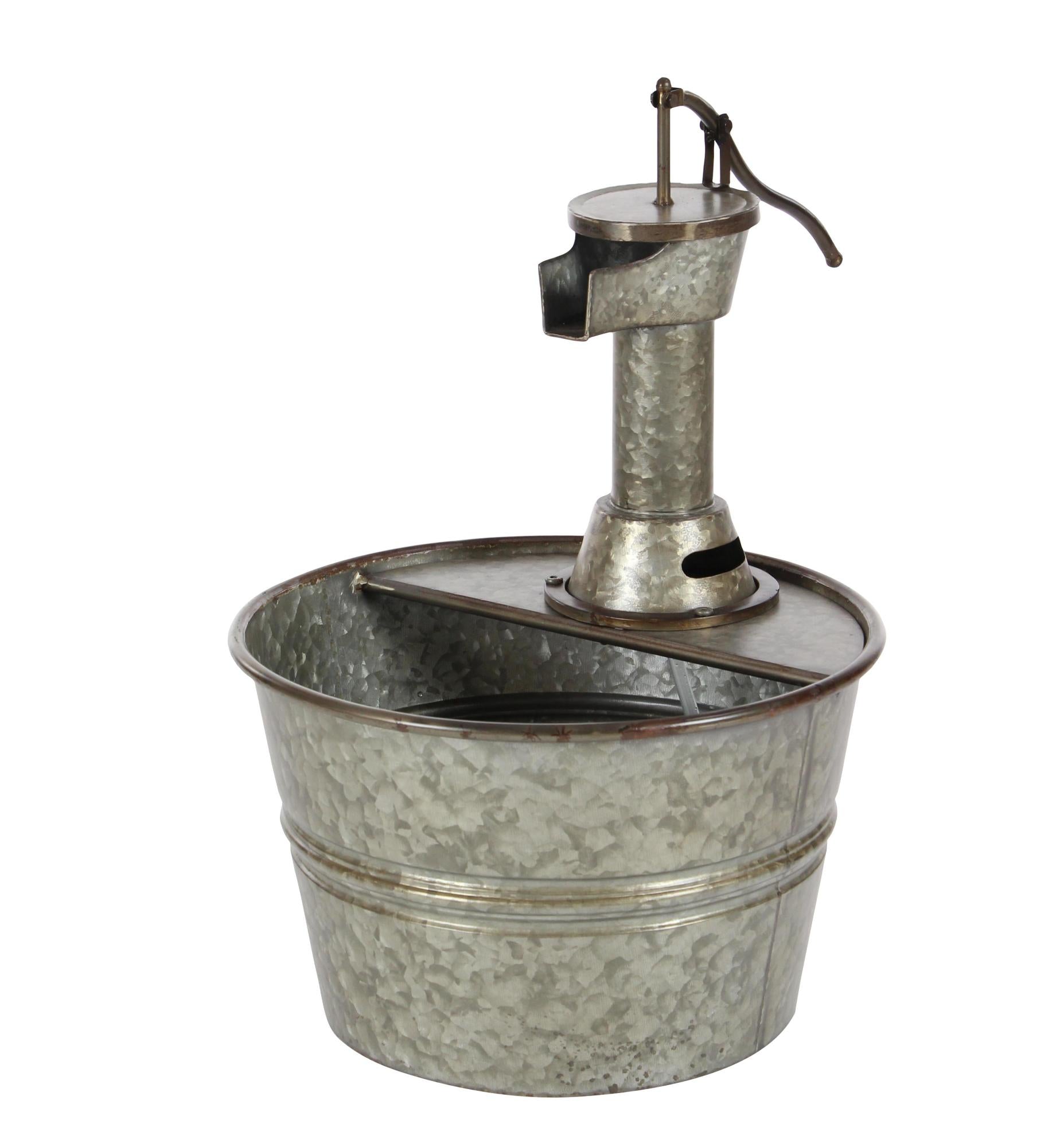Gray Metal Indoor Outdoor Fountain with Pump Style Faucet