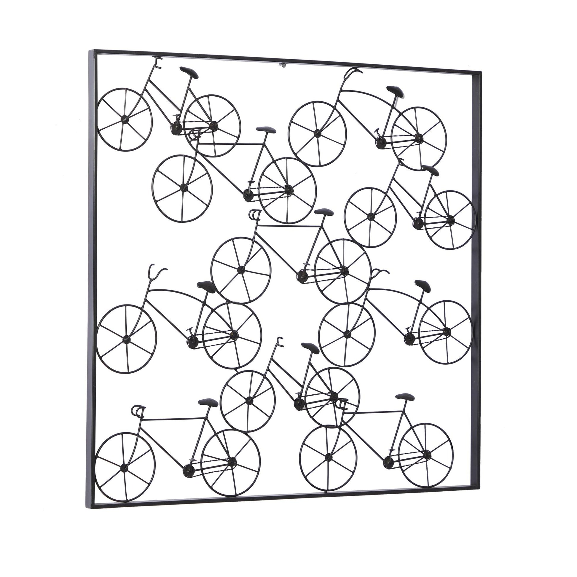 Bike Black Metal Stacked Home Wall Decor with Black Frame