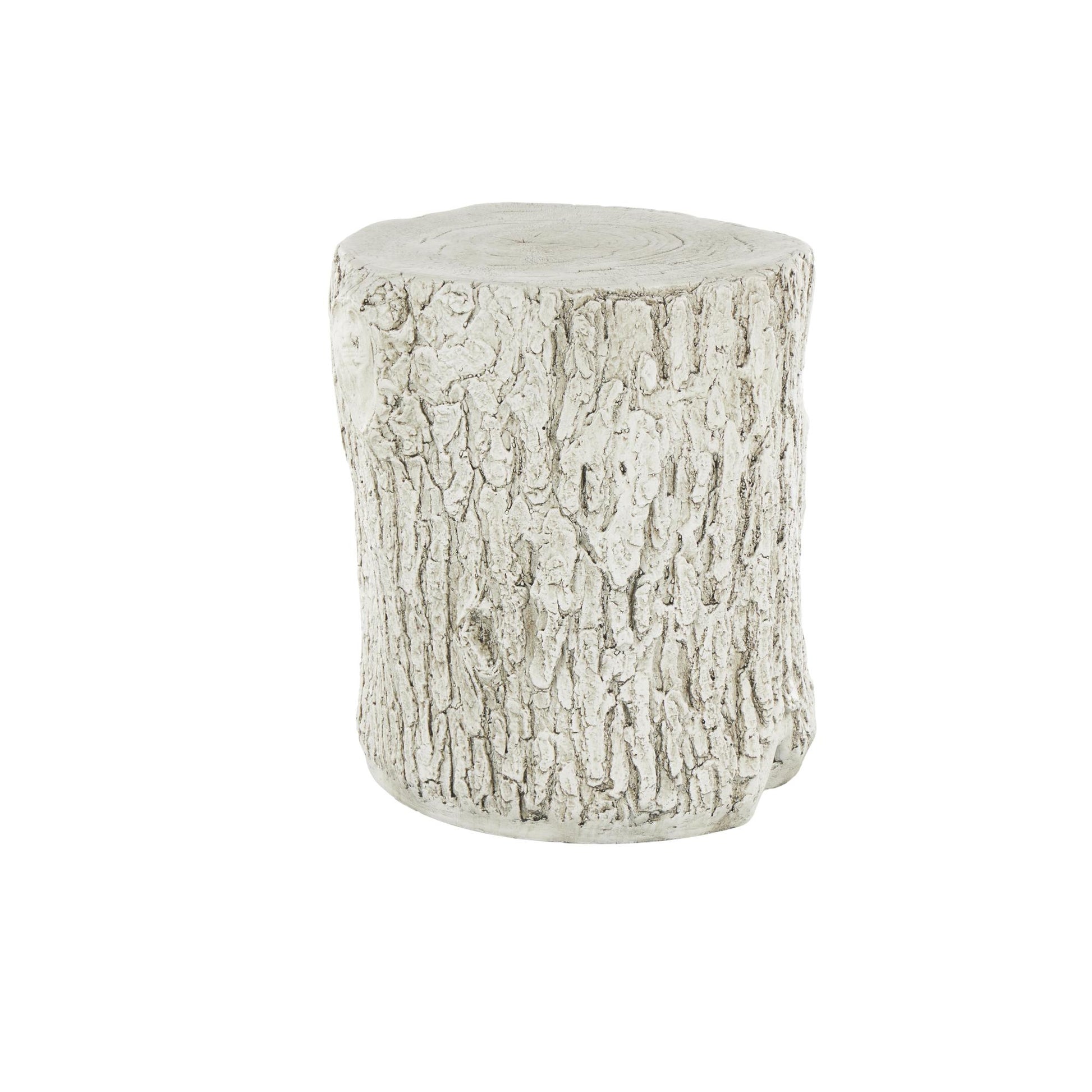 Owl White Magnesium Oxide Tree Trunk Decorative Garden Stool with Brown Accents