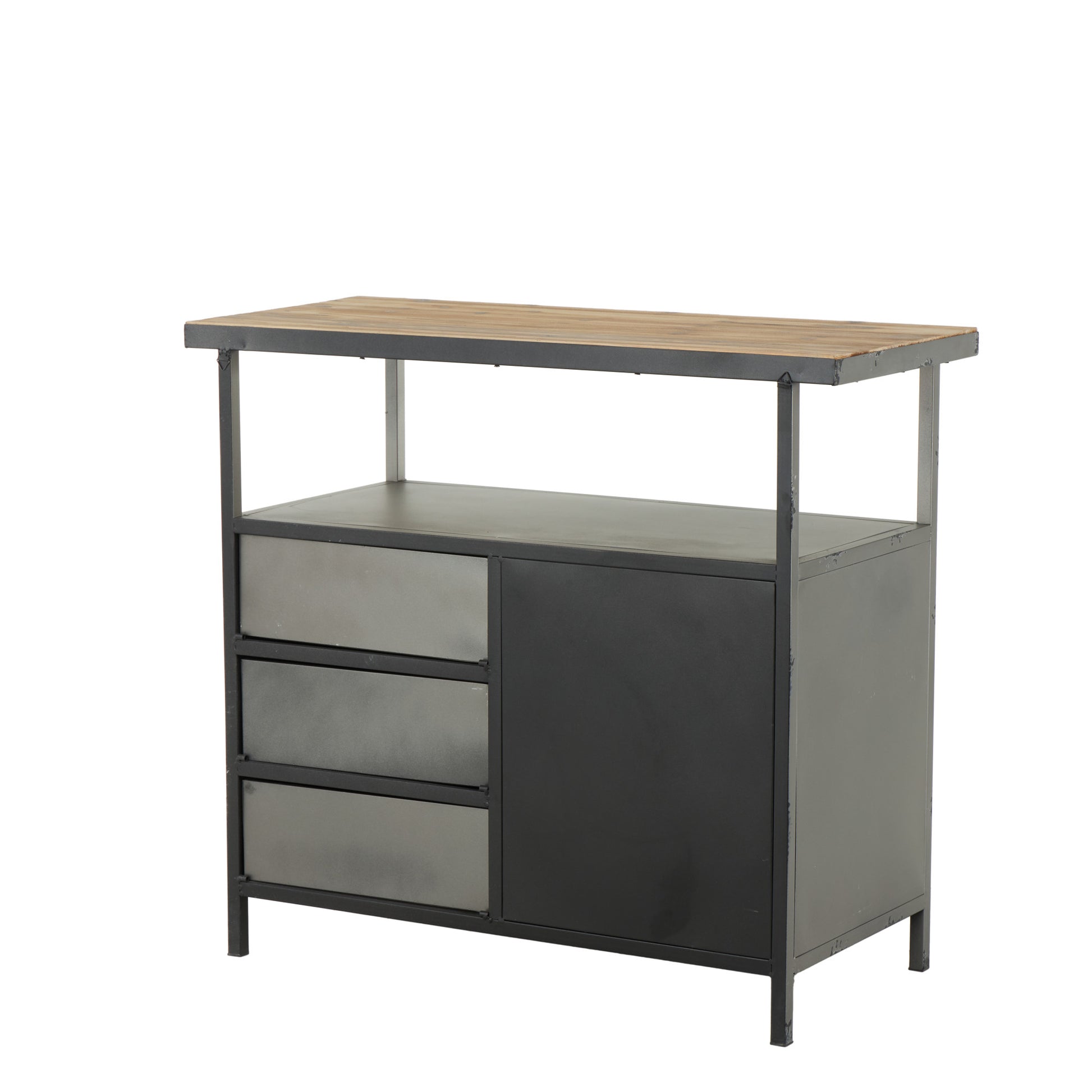 Gray Metal Army Surplus Style 1 Door and 3 Drawer Room Cabinet with Numbers and Text