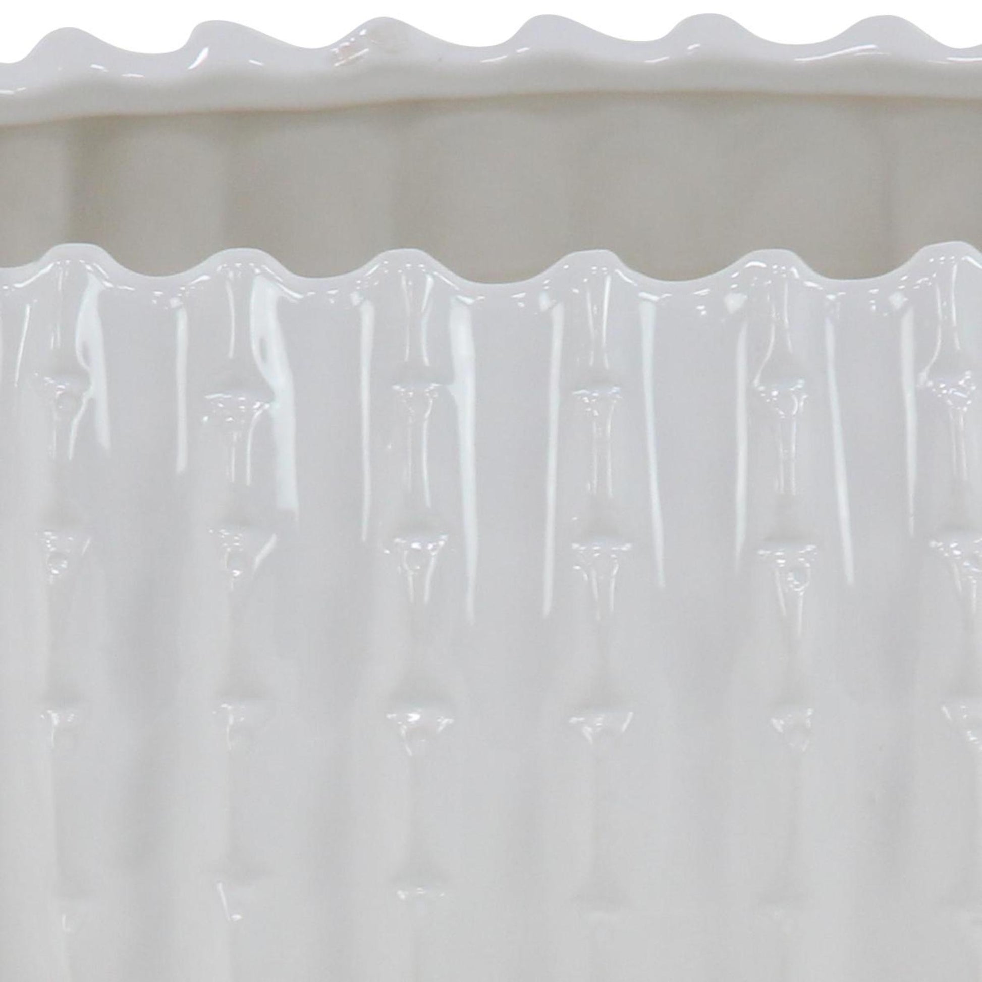 Set of 3 White Ceramic Indoor Outdoor Planter
