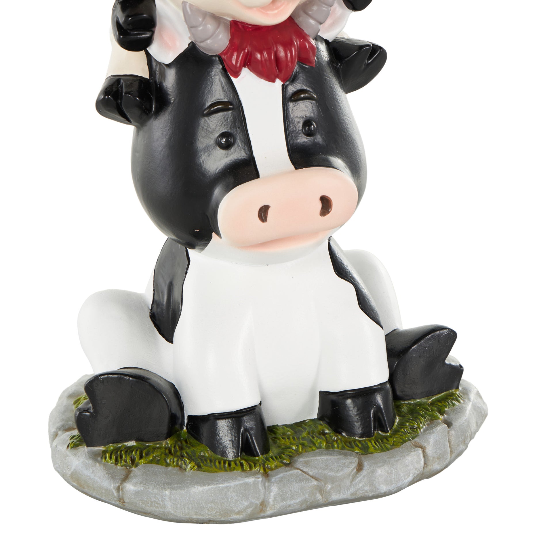 Farm Animals Multi Colored Polystone Stacked Decorative Sculpture with Gray and Green Accents
