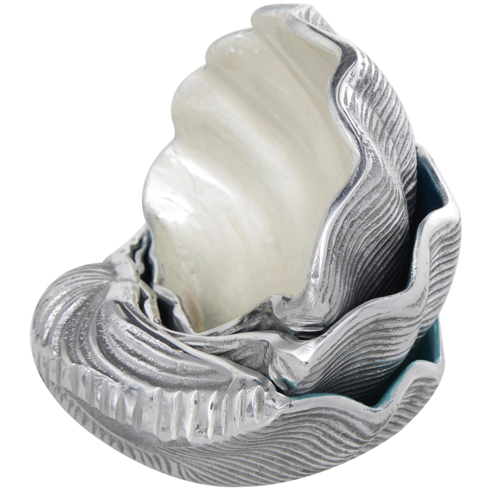 Set of 3 Shell Multi Colored Aluminum Metal Enameled Large Decorative Bowl with Silver Bases
