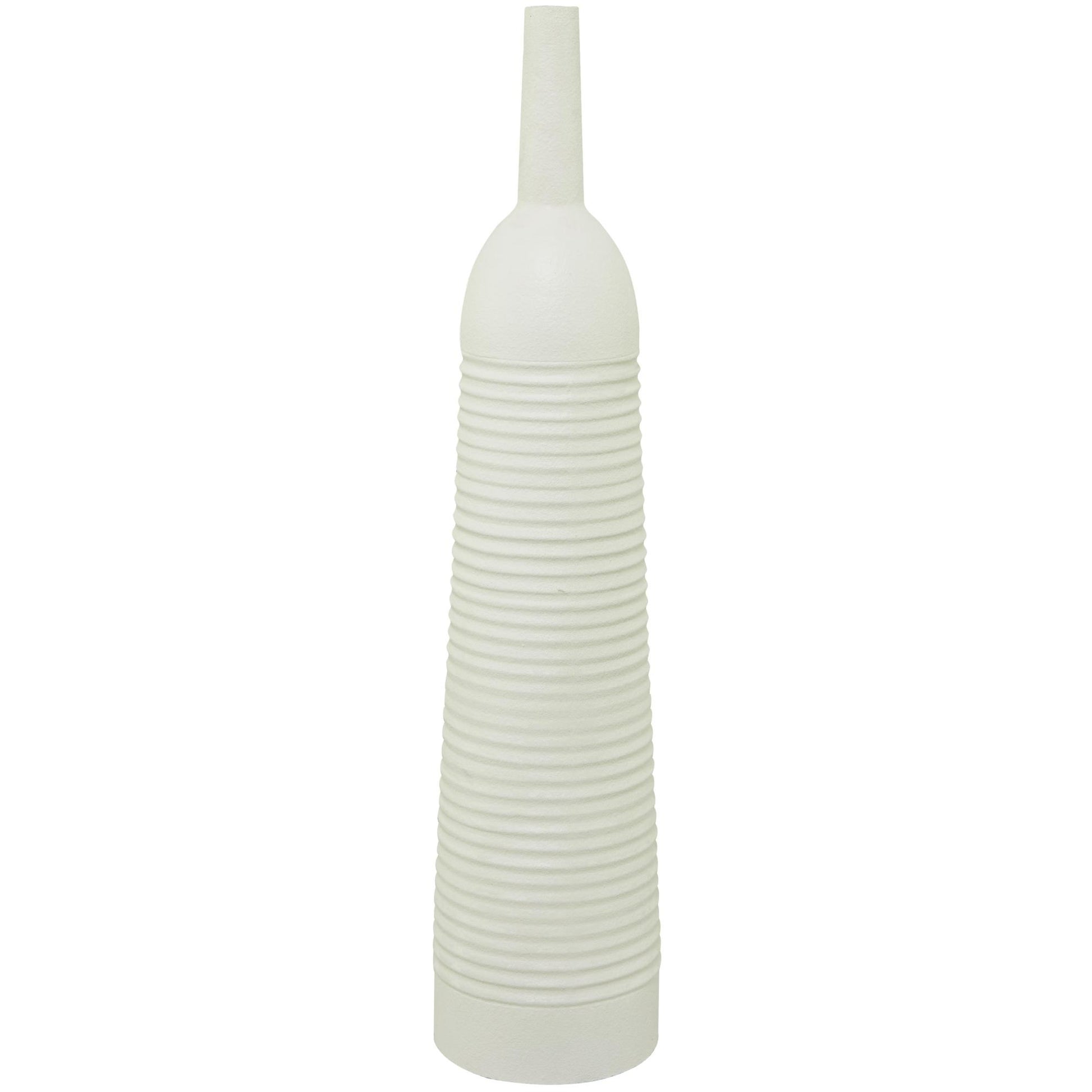White Metal Grooved Decorative Vase