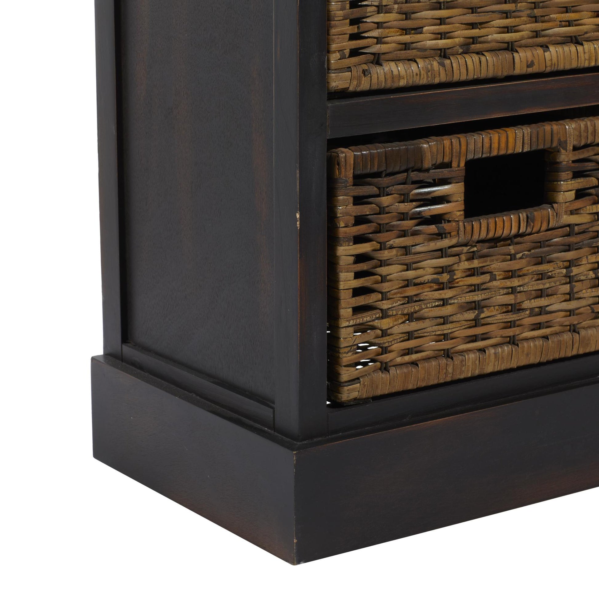 Dark Brown Wood Storage 2 Basket and 1 Drawer Room Storage Unit