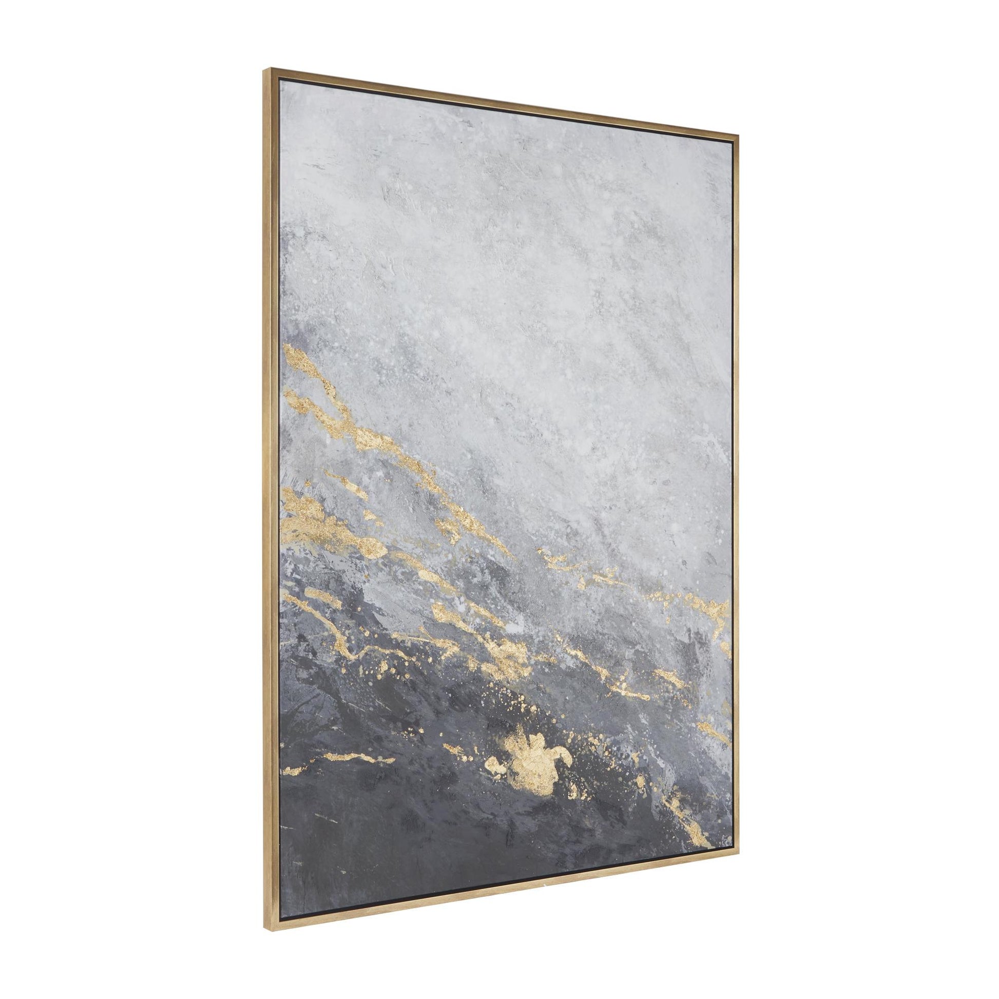 Geode Black Canvas Abstract Living Room Framed Wall Art with Gold Foil Accents