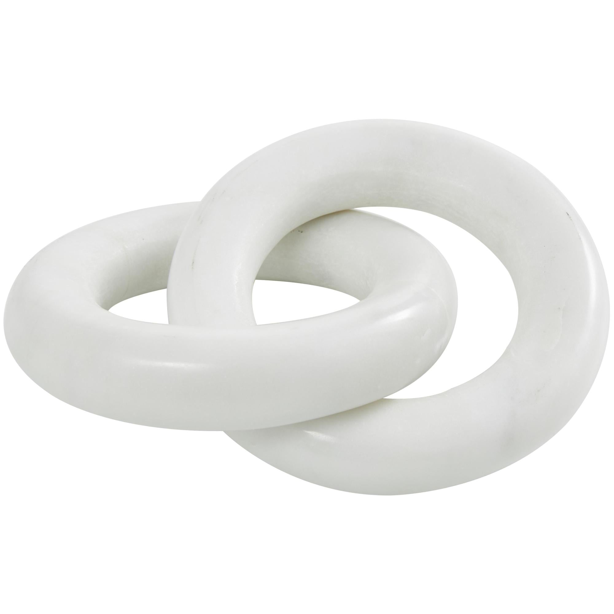 CosmoLiving by Cosmopolitan Chain White Marble Handmade Geometric 2 Link Decorative Sculpture