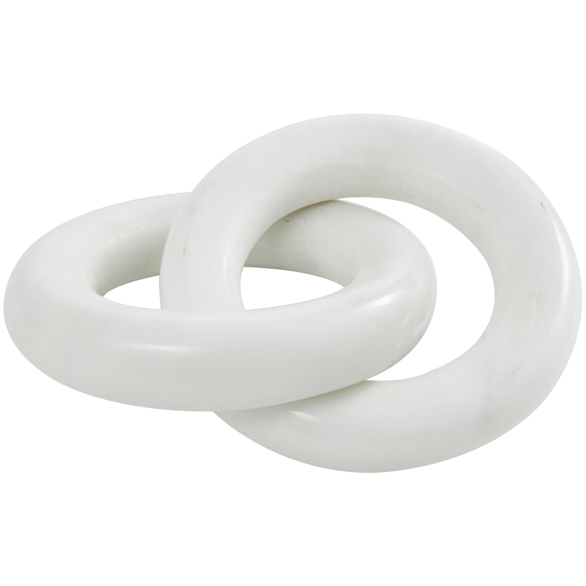 CosmoLiving by Cosmopolitan Chain White Marble Handmade Geometric 2 Link Decorative Sculpture