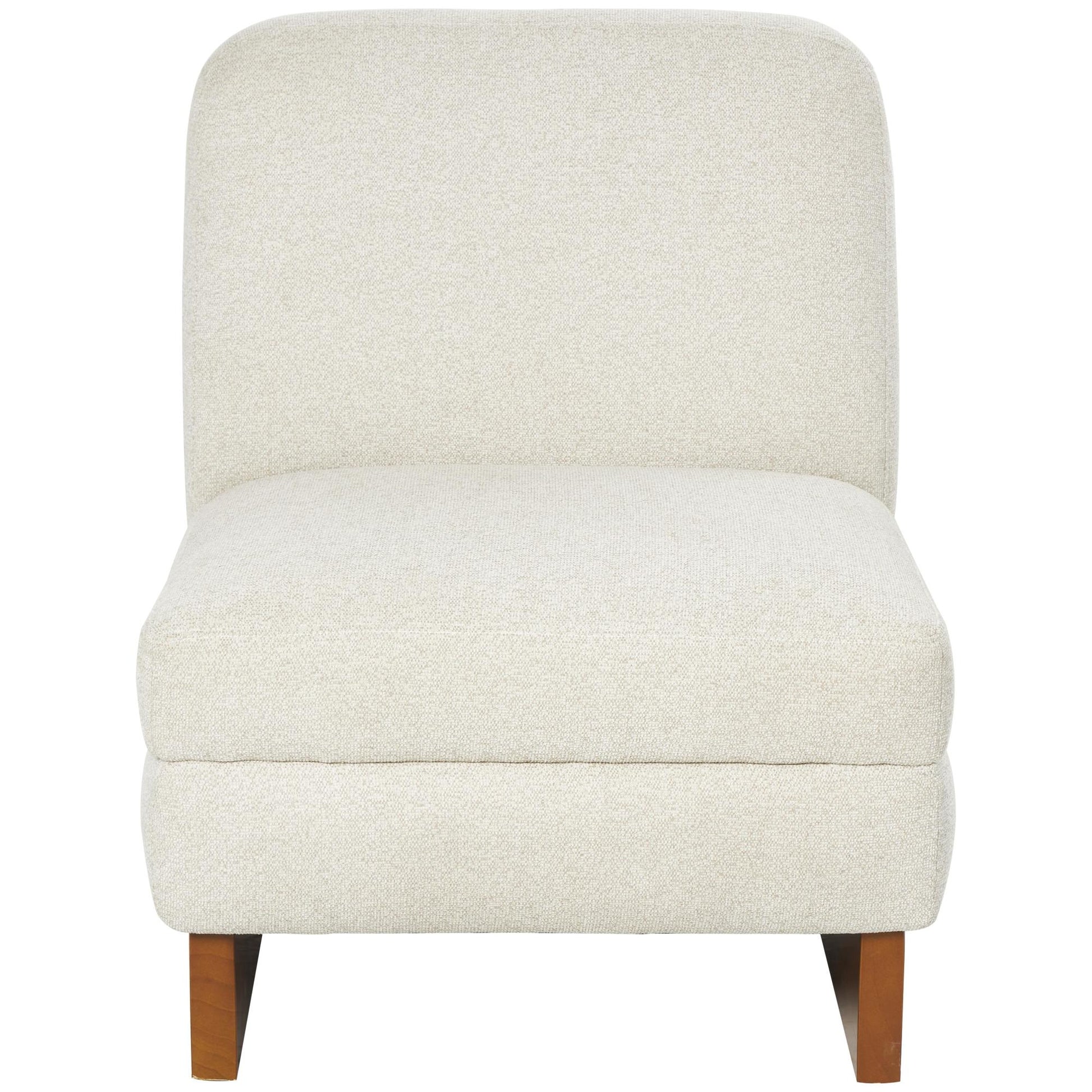 White Polyester Boucle Living Room Accent Chair with Brown Wooden Legs