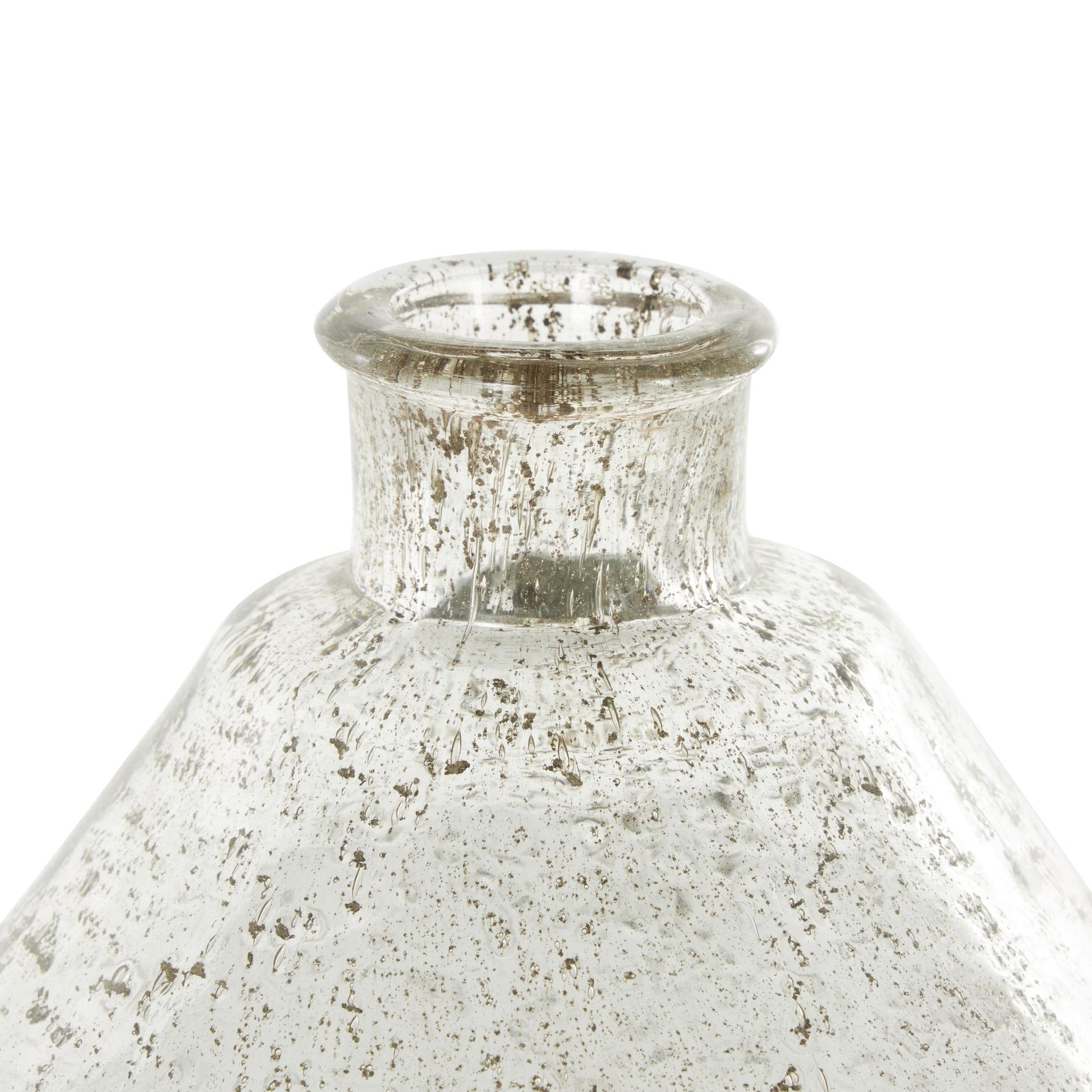 Clear Glass Speckled Decorative Vase with Brown Accents
