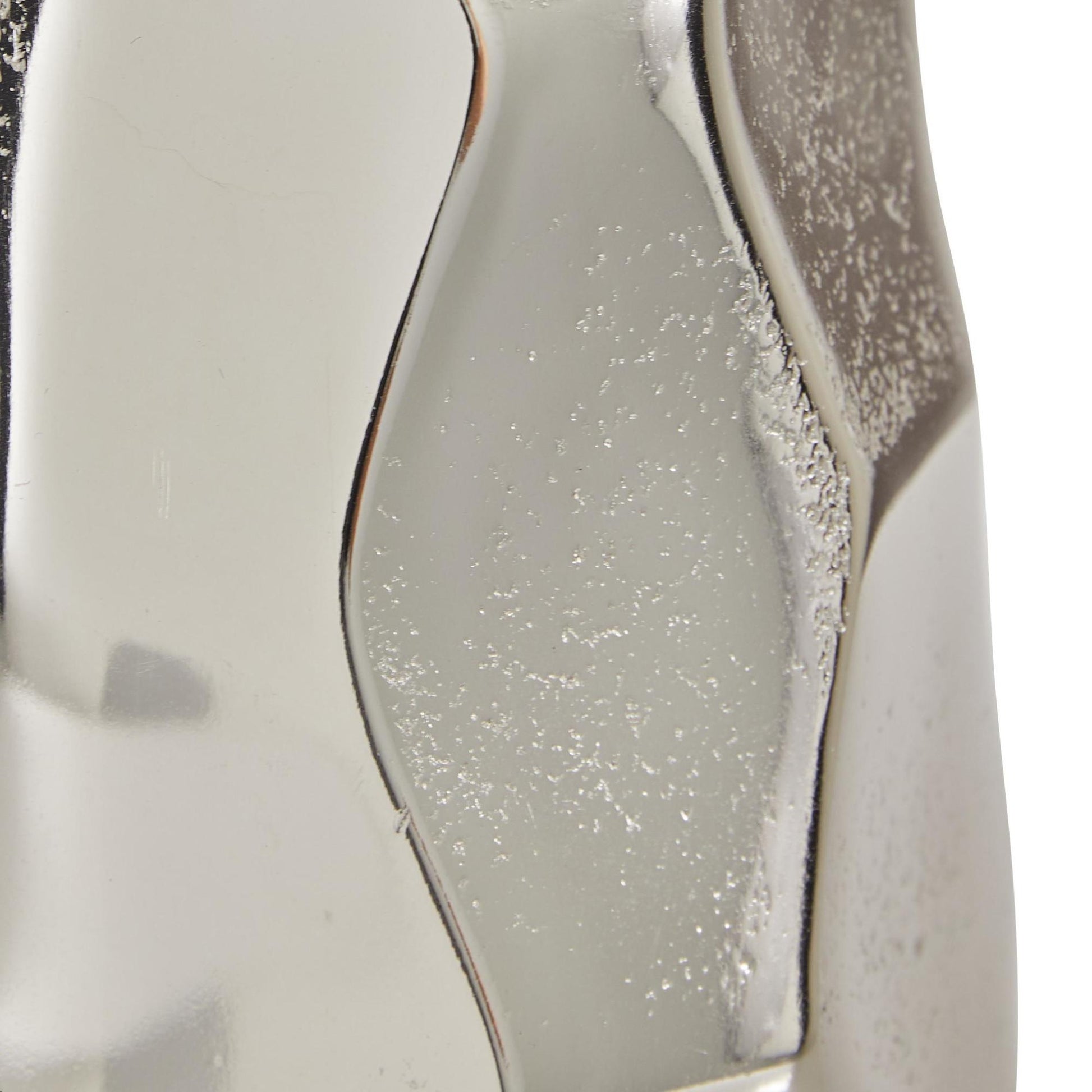 Geometric Silver Aluminum Metal Decorative Vase