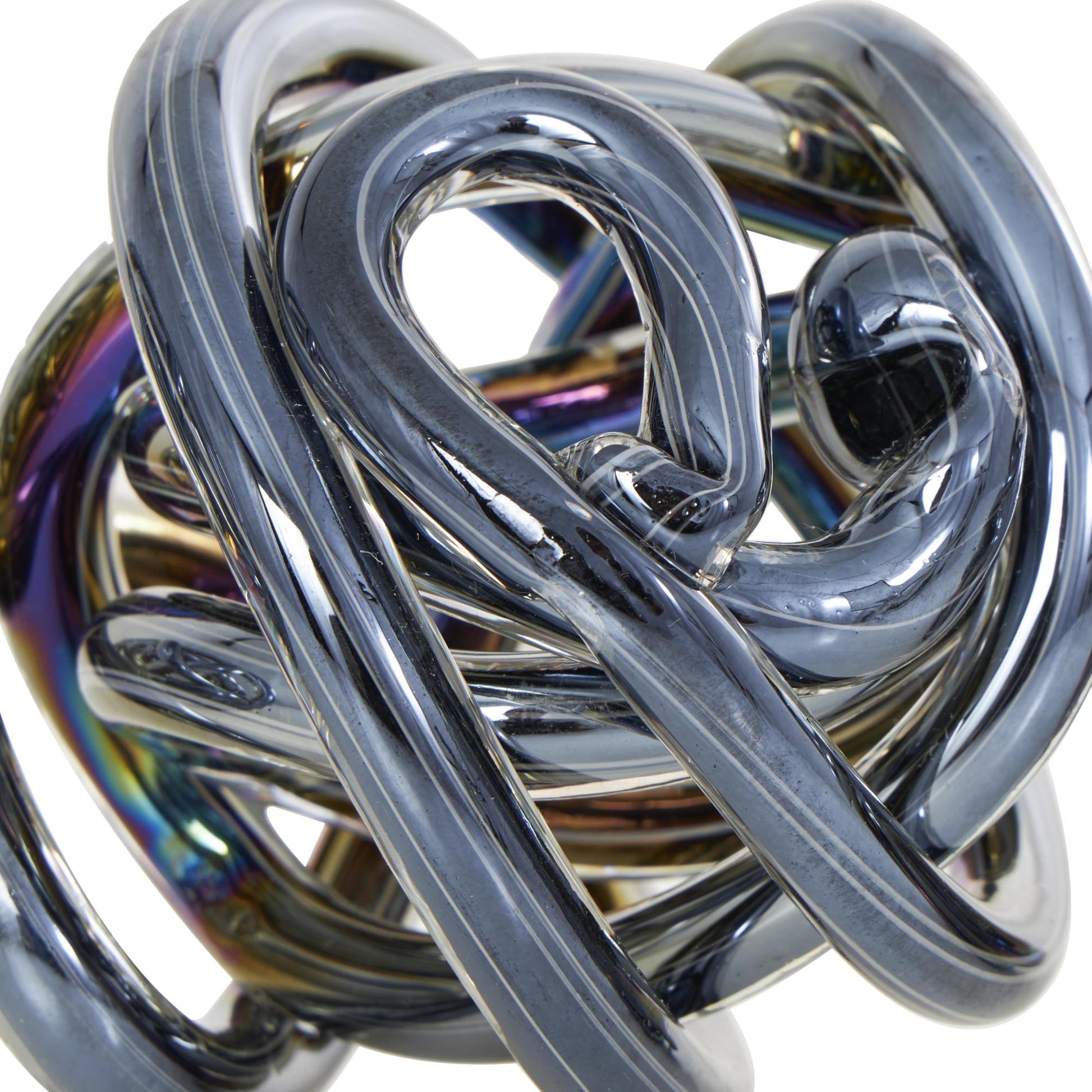 Set of 3 Knot Glass Handmade Knotted Ball Decorative Sculpture