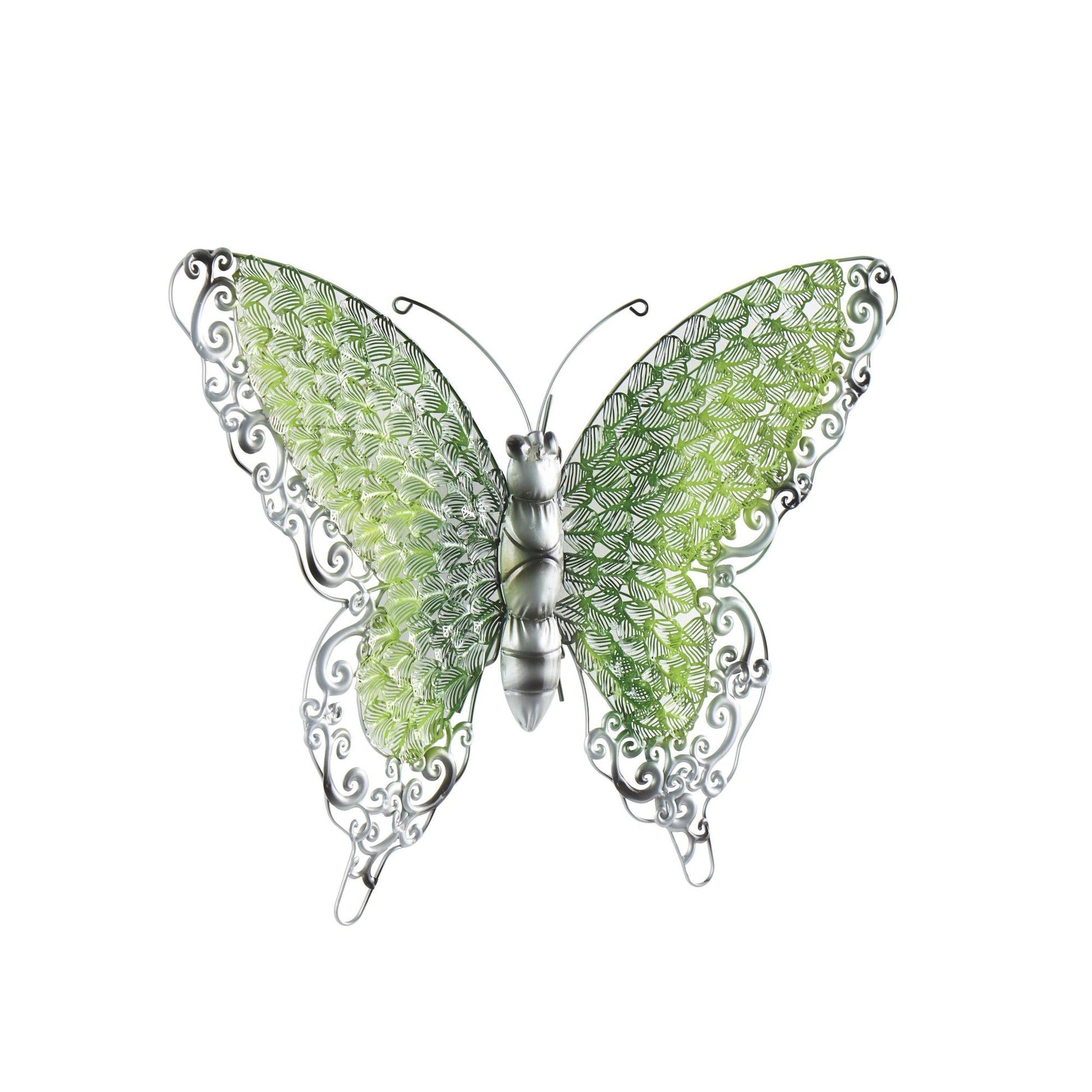 Butterfly Metal Cutout Home Wall Decor with Silver Scroll Details