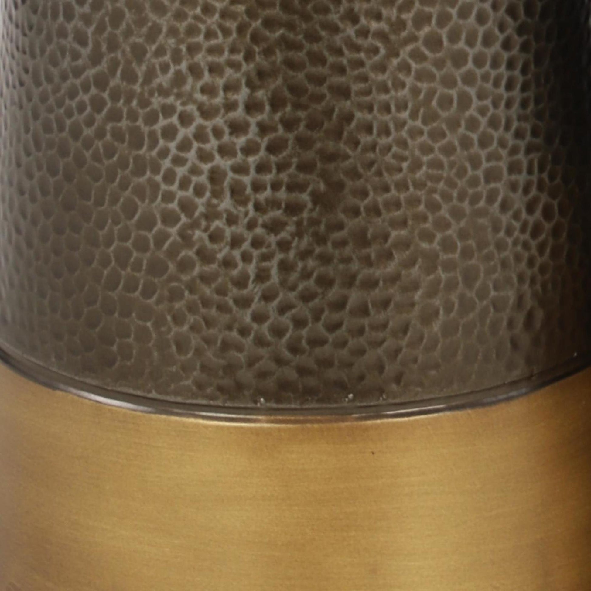 Set of 2 Dark Gray Metal Decorative Vase with Gold Base