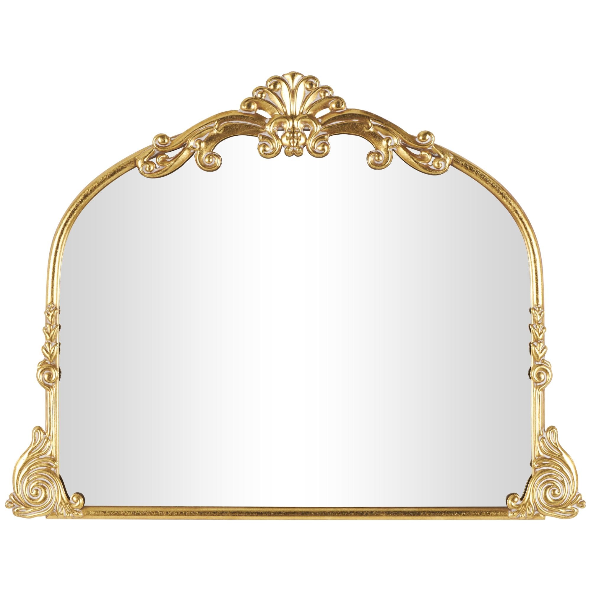 Scroll Gold Metal Ornate Arched Baroque Room Wall Mirror