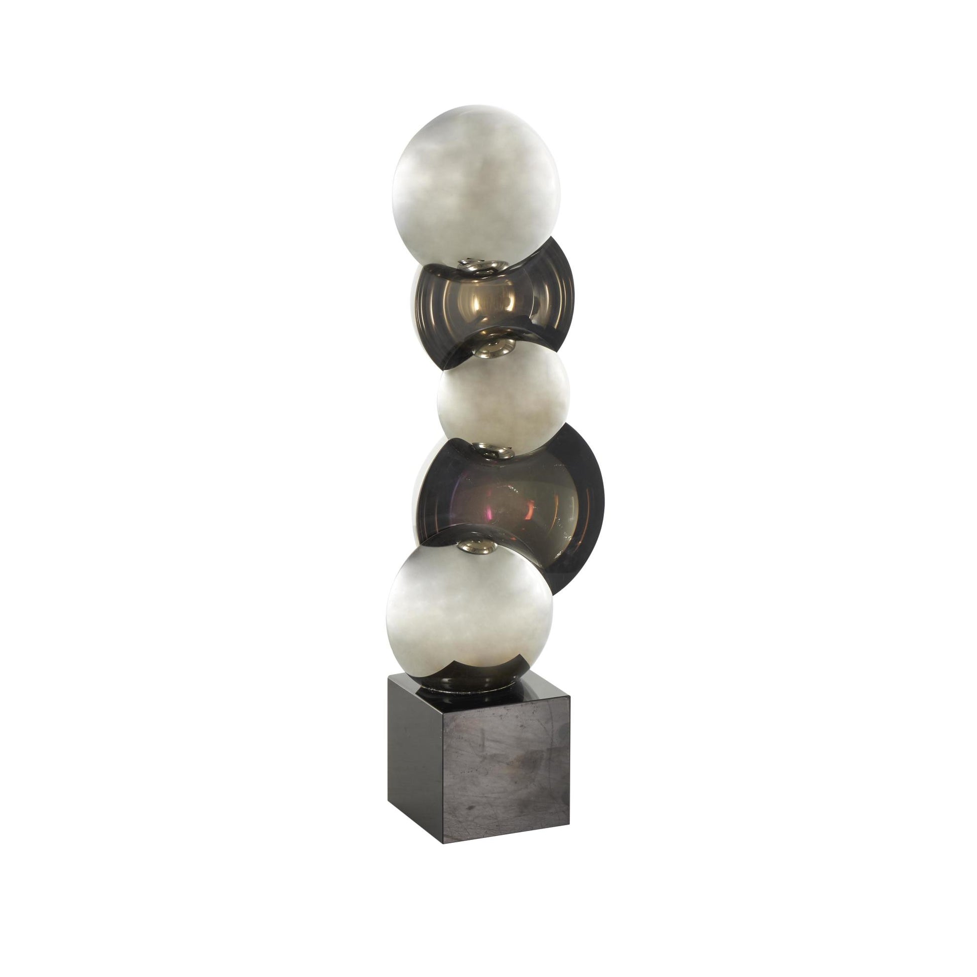 Abstract Glass Stacked Orb Decorative Sculpture with Black Base