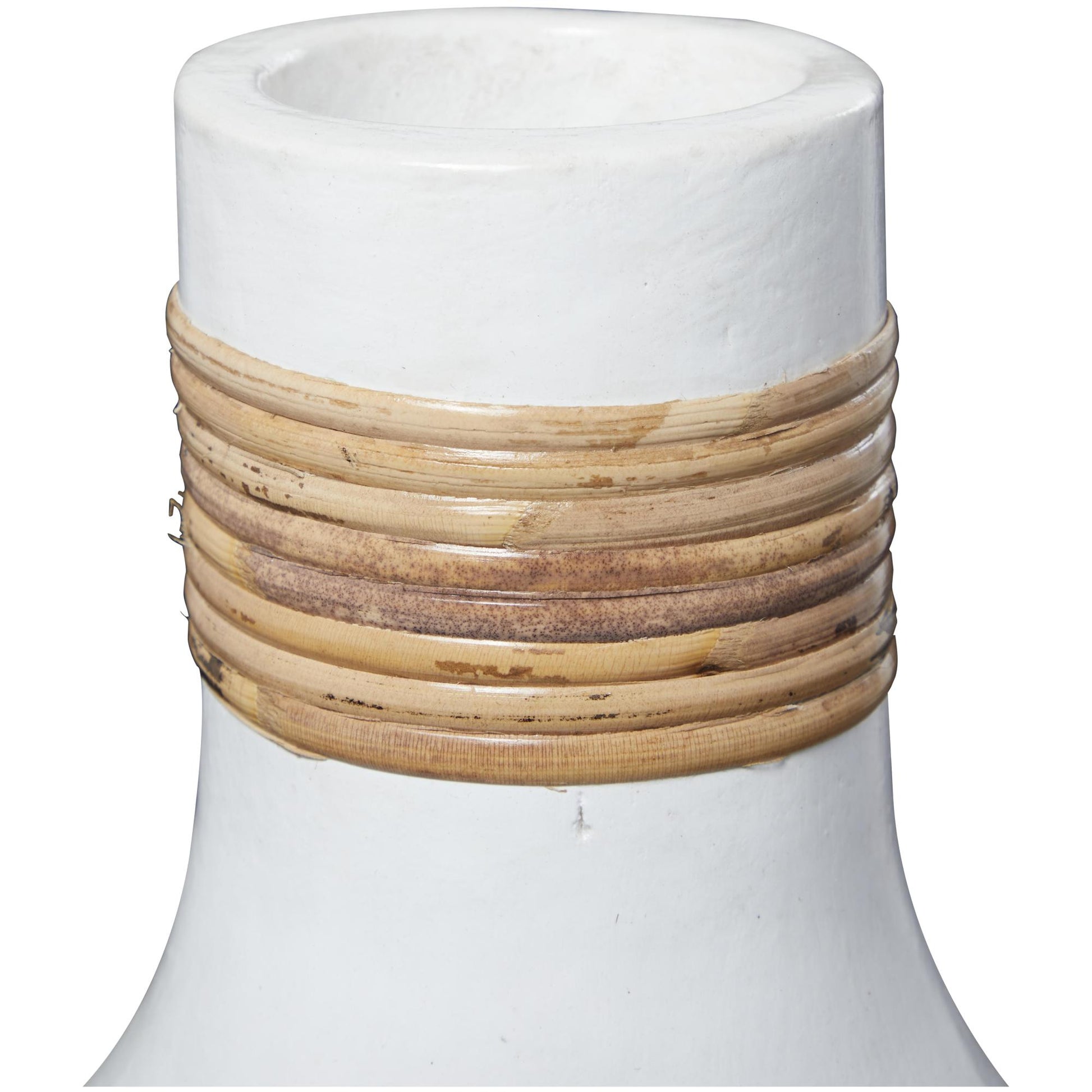 Ceramic Decorative Vase with Wrapped Rattan Detailing 8" x 8" x 19"