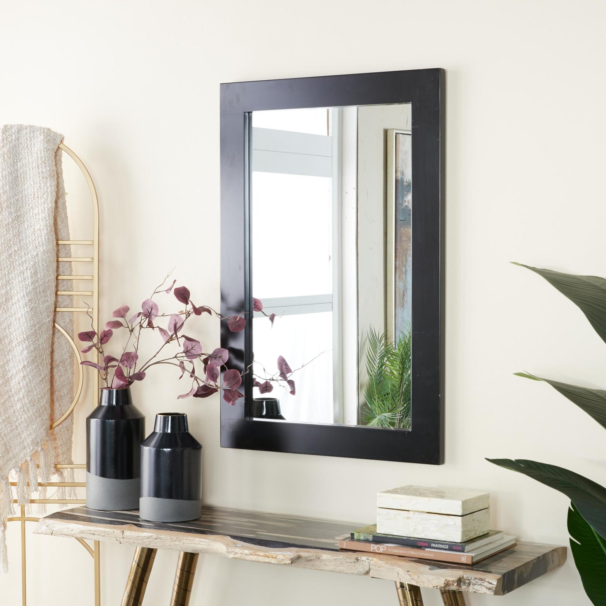 Wooden Rectangular Room Wall Mirror