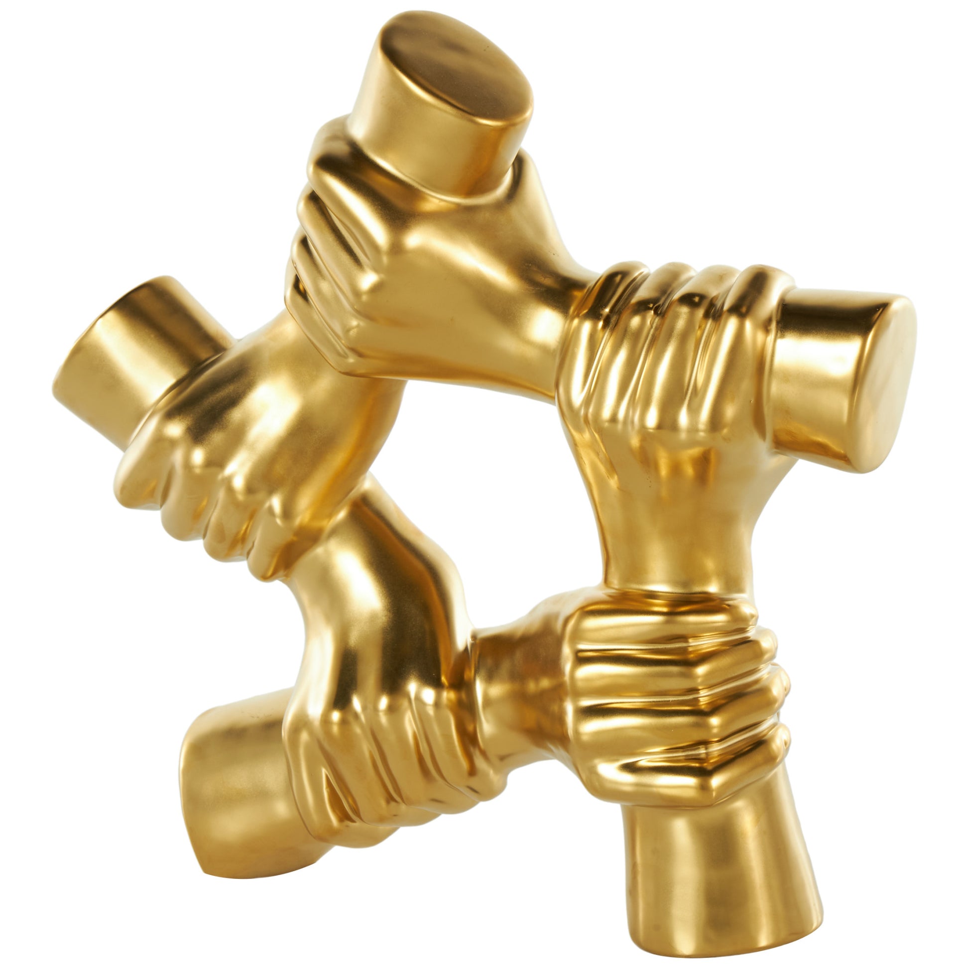 Hands Gold Ceramic Gripping Decorative Sculpture