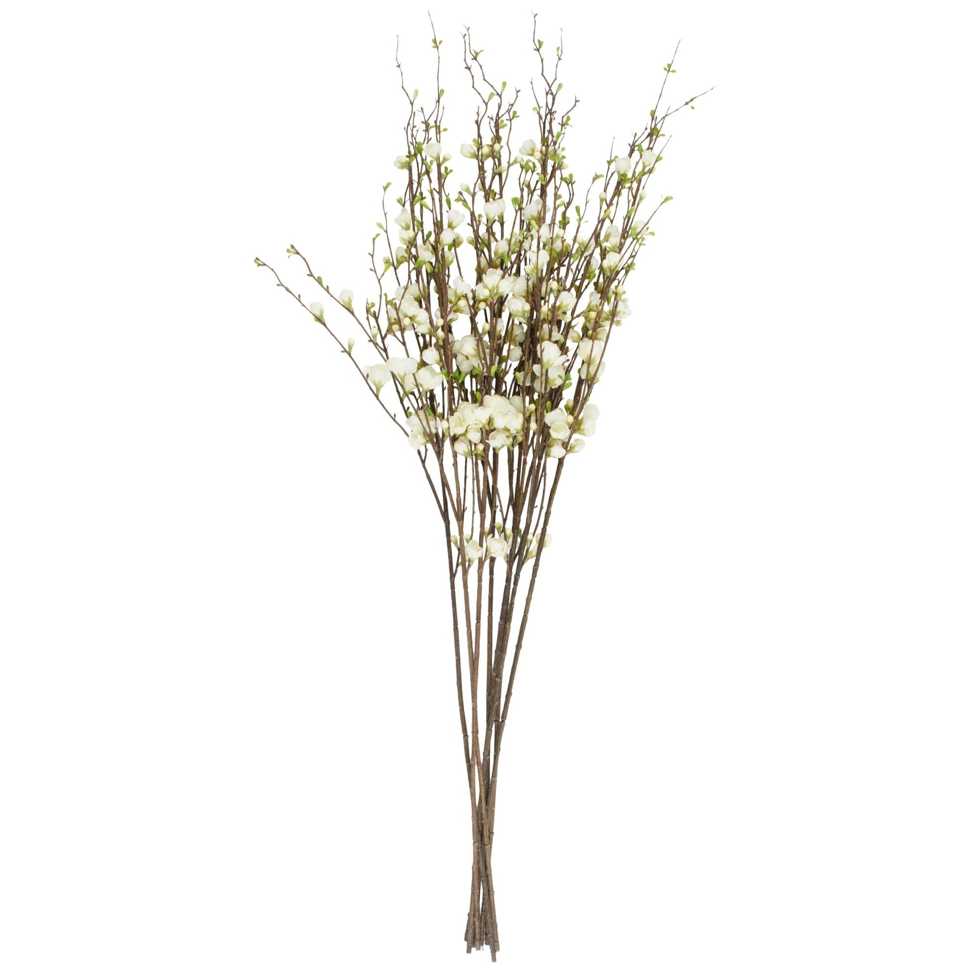 Set of 8 Peach Blossom White Faux Foliage Tall Indoor Outdoor Artificial Flower Stem