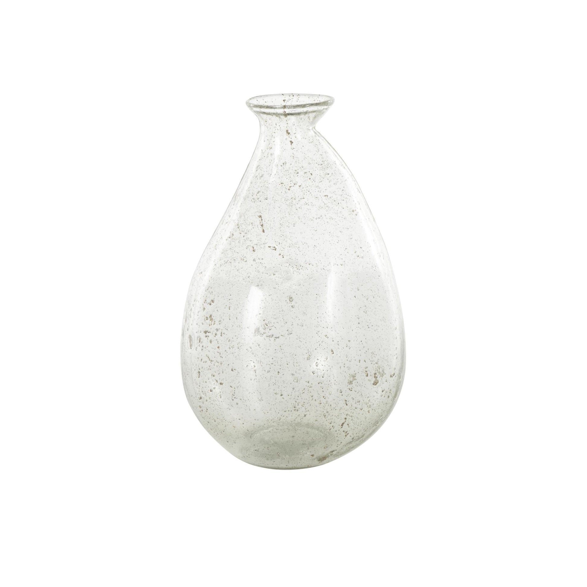 Clear Glass Speckled Decorative Vase with Brown Accents